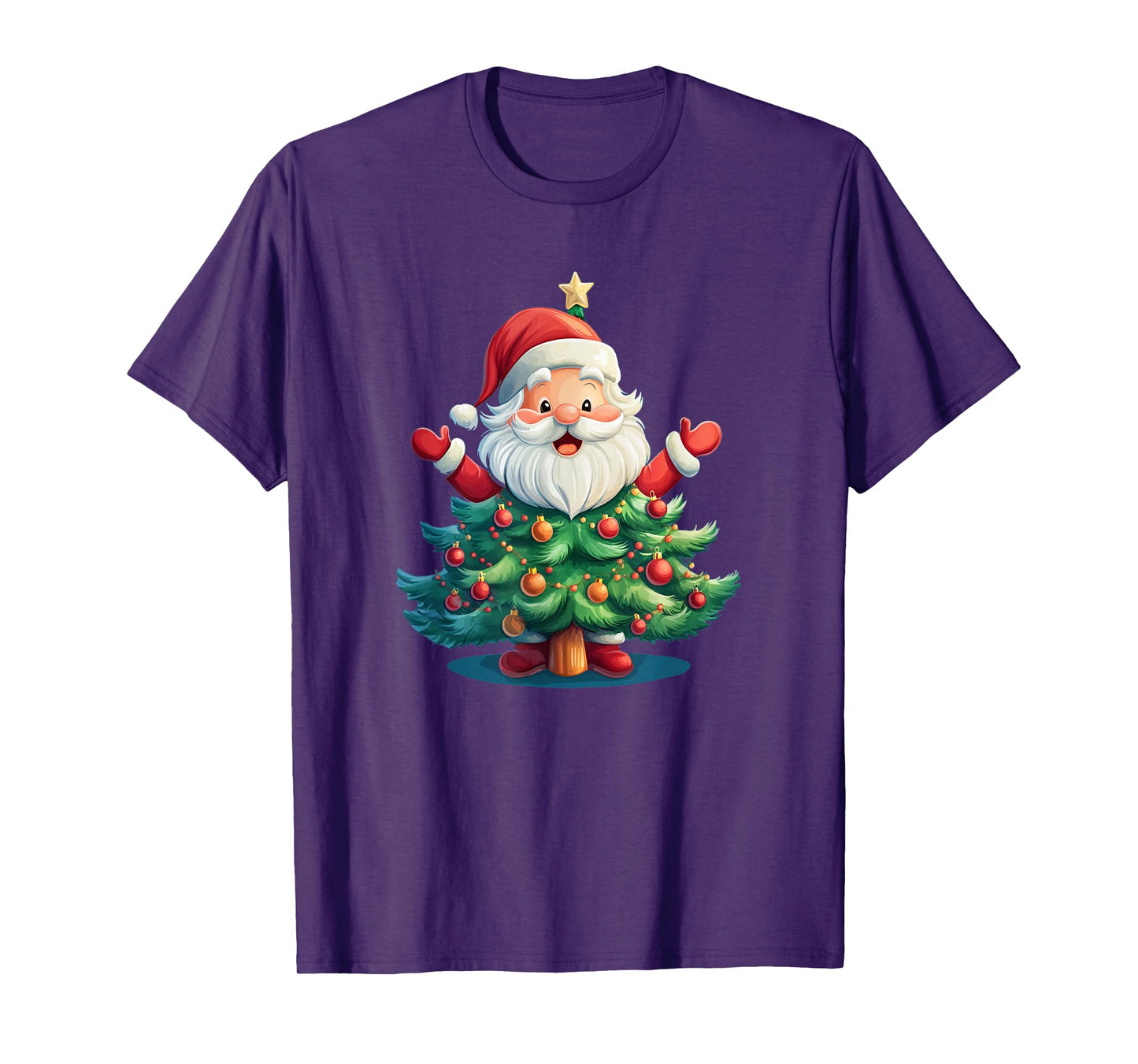 Christmas Tree and Santa Claus Brings Holiday Smiles T-Shirt