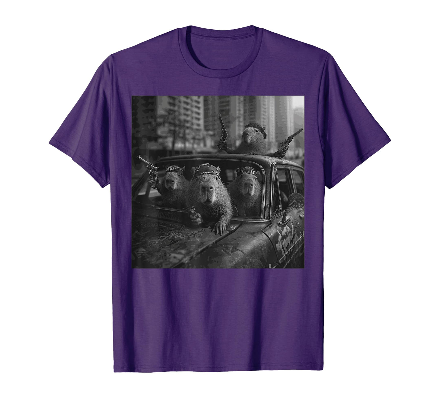 Funny Graphic Capybara Gangster Adult Funny T-Shirt
