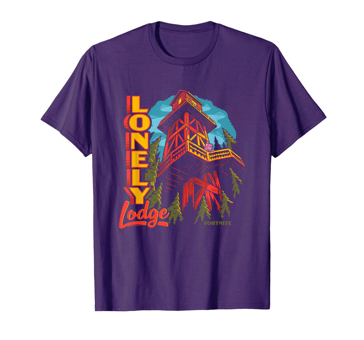 Fortnite Lonely Lodge Forest Vintage Big Chest Poster T-Shirt