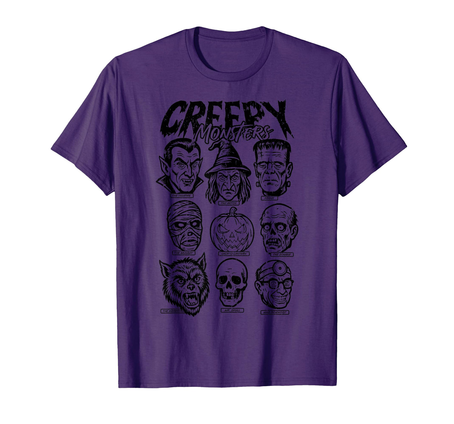 Halloween Boys Creepy Monsters Mummy Skeleton Frankenstein T-Shirt