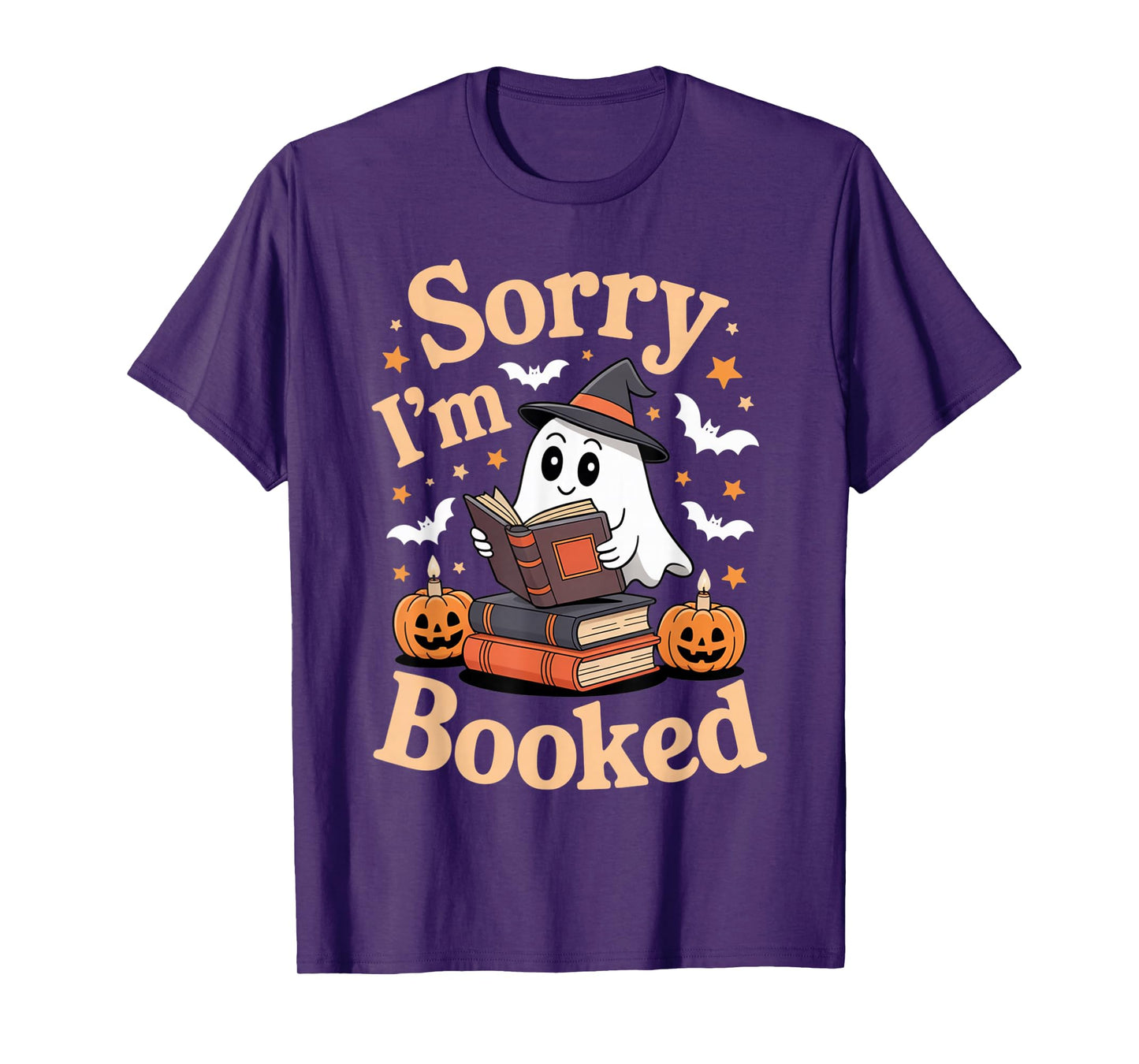 Sorry I'm Booked Ghost Reading Book Lover Teacher Halloween T-Shirt