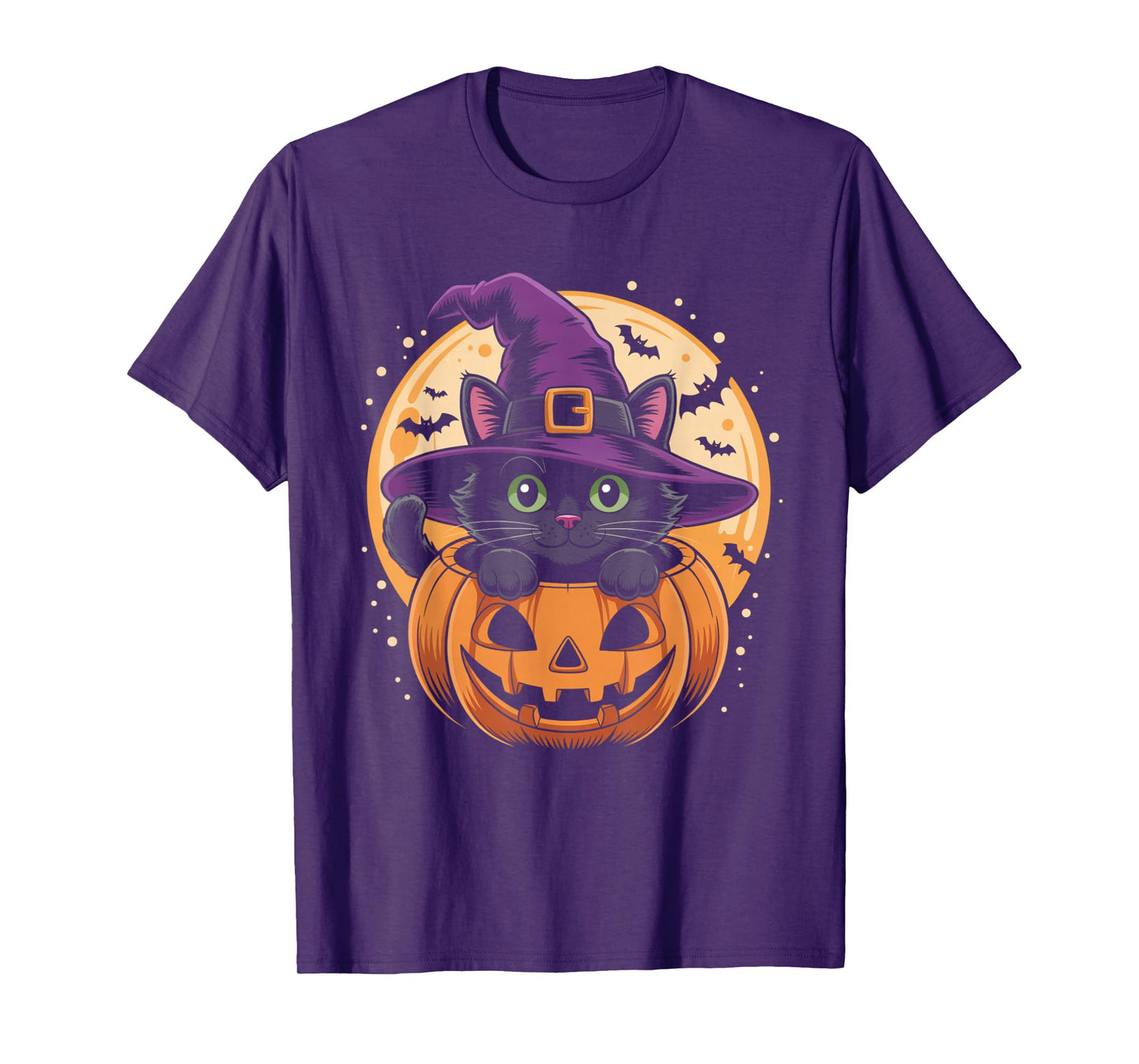 Cat Halloween Pumpkin Black Cat Scarry Spooky Gifts Kids T-Shirt