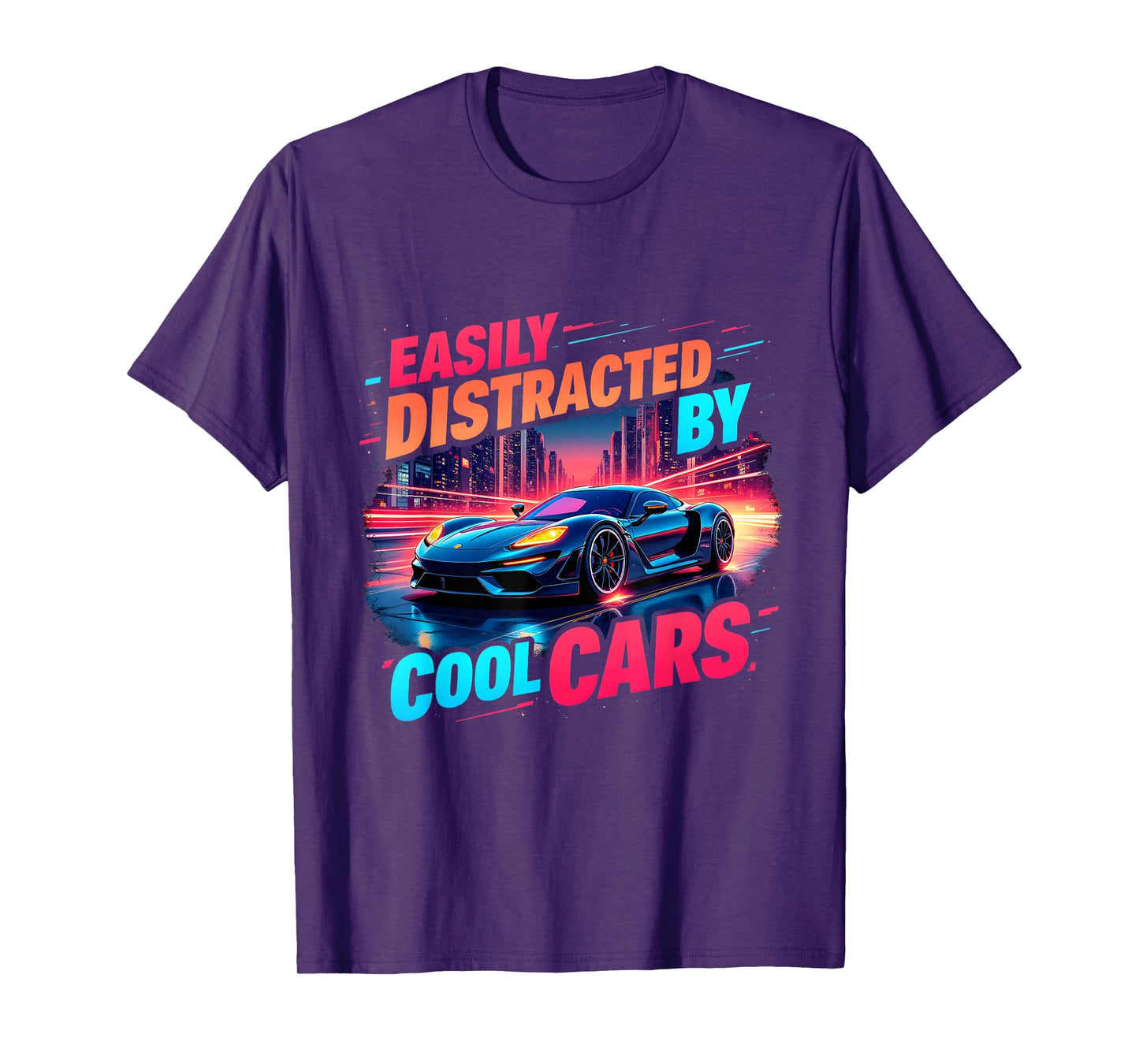 Cool Cars Mens Boys Vintage Easily Distracted By Muscle Car T-Shirt