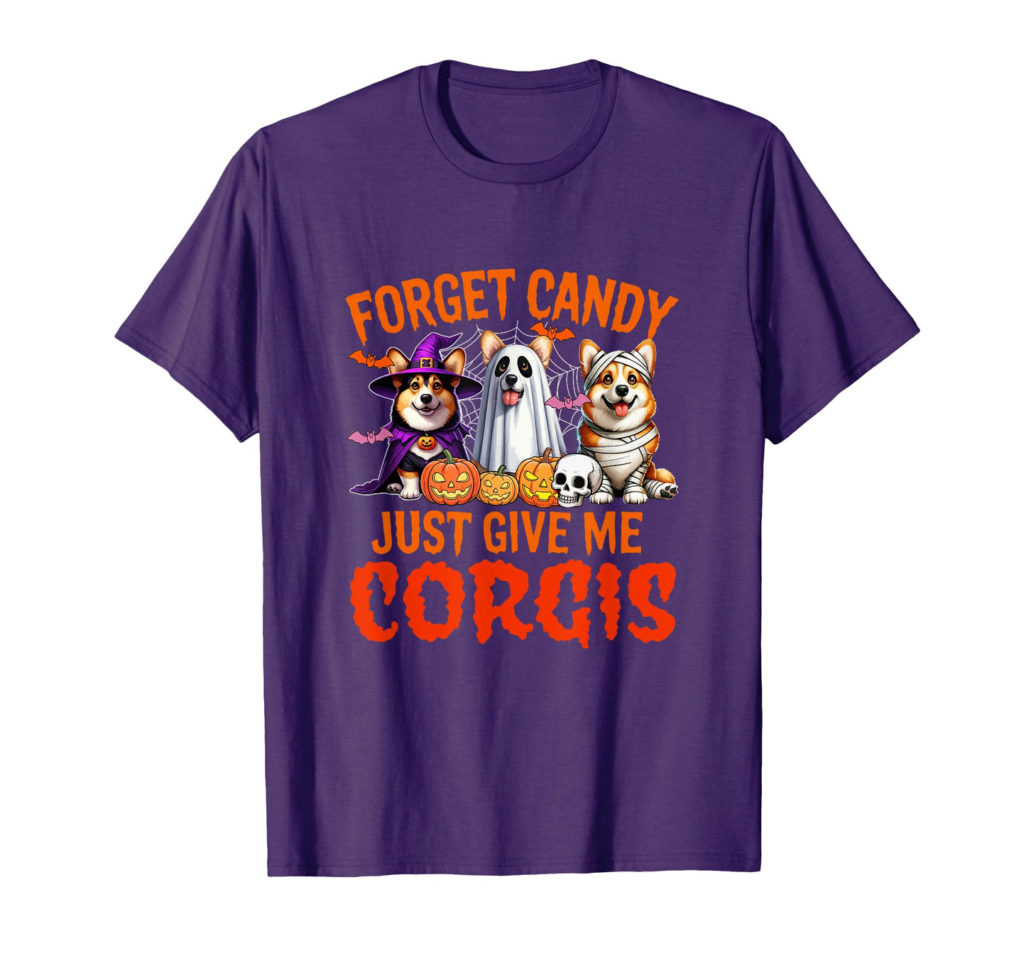 Forget Candy Just Give Me Corgis Halloween Cosplay Witch Boo T-Shirt
