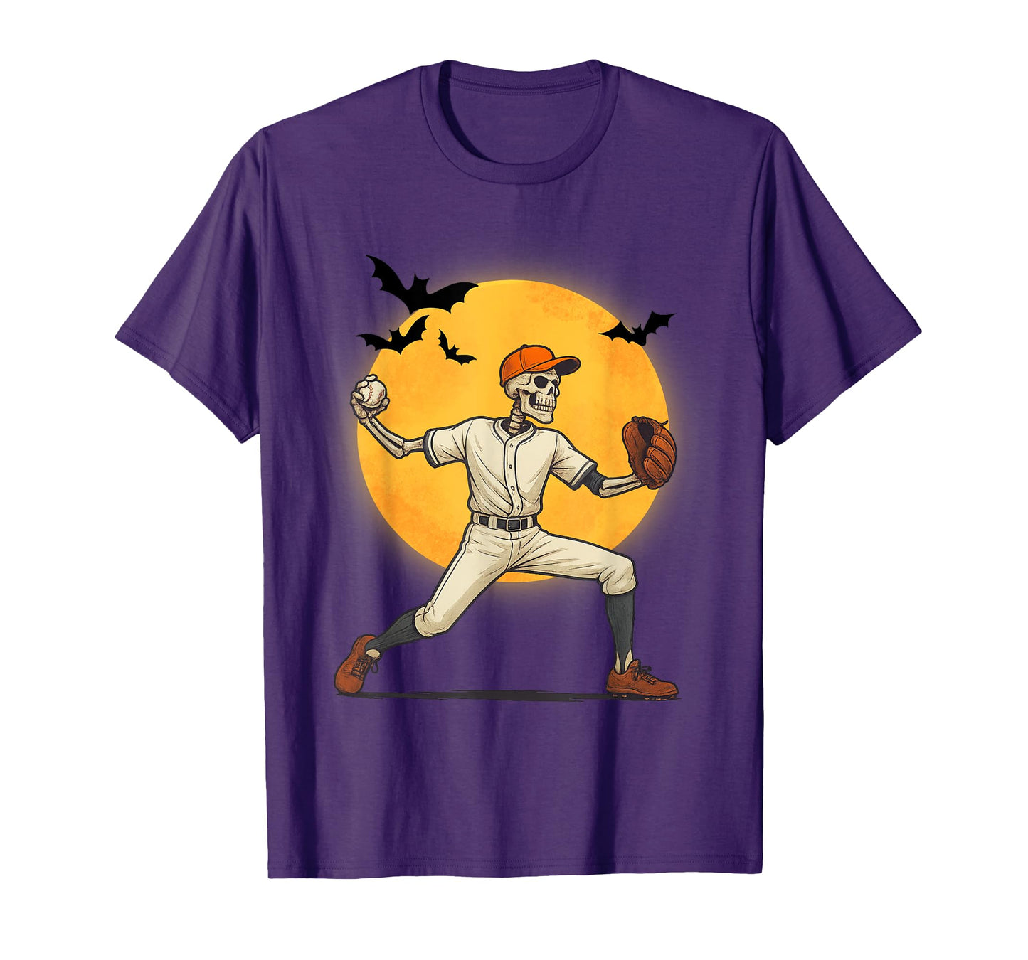 Halloween Baseball Skeleton Vintage Funny Baseball Halloween T-Shirt