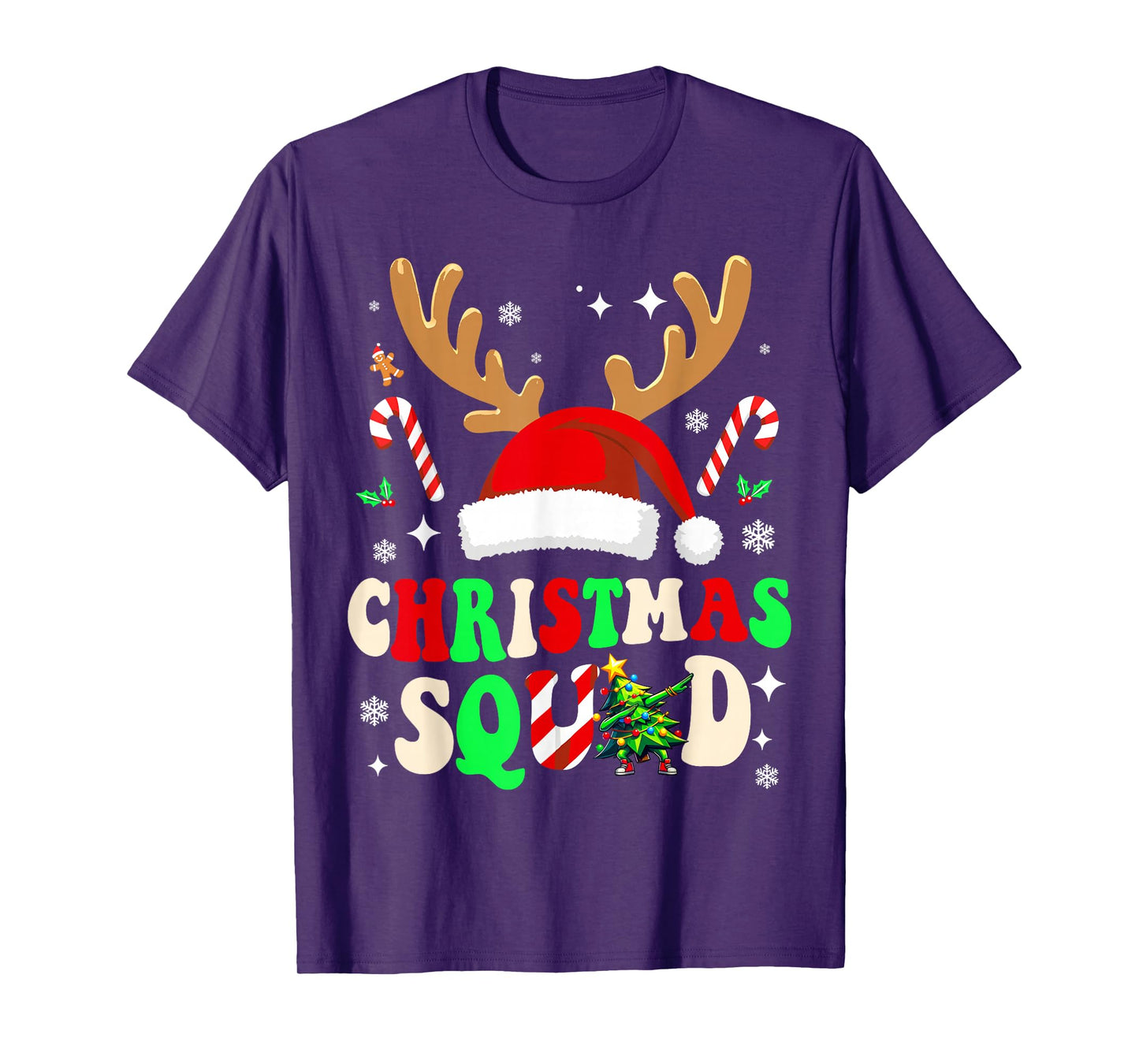 Christmas Squad Groovy Funny Matching Family Outfit Holiday T-Shirt