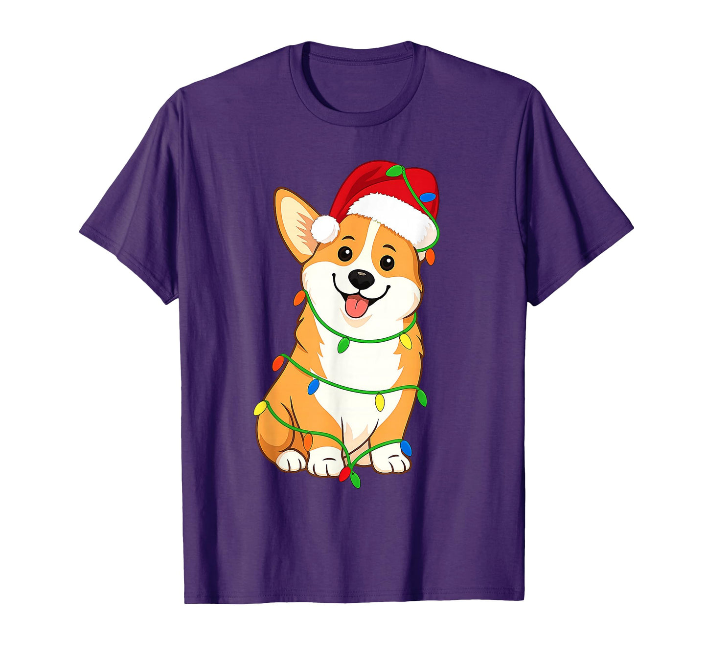 Corgi Christmas Tree Lights Holiday Dog Lover T-Shirt