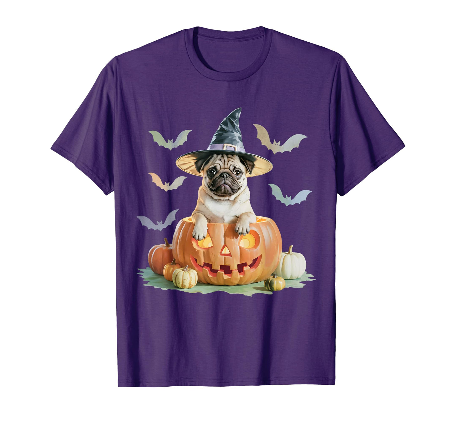Cute Pug Pumpkin Halloween Pug Thanksgiving Dog Men Women T-Shirt