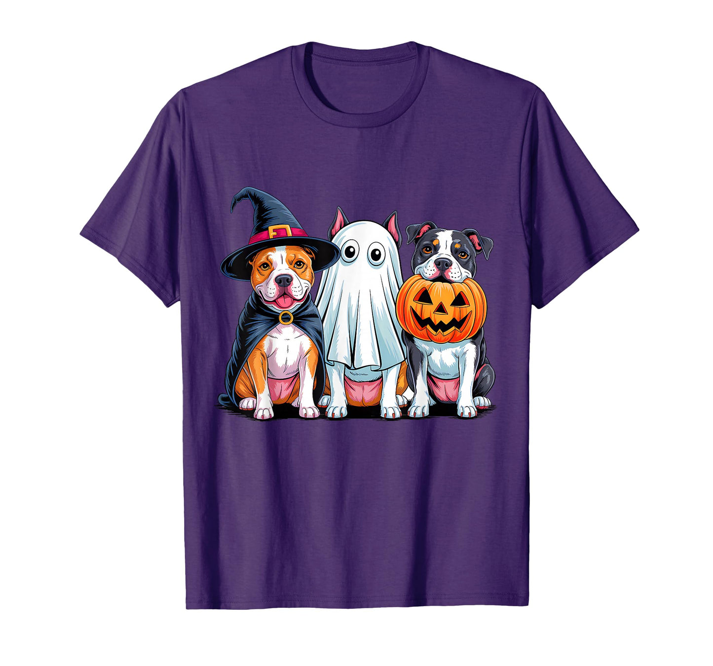 Pittbull Halloween Funny Dog Lover Pumpkin Witch Ghost Boo T-Shirt