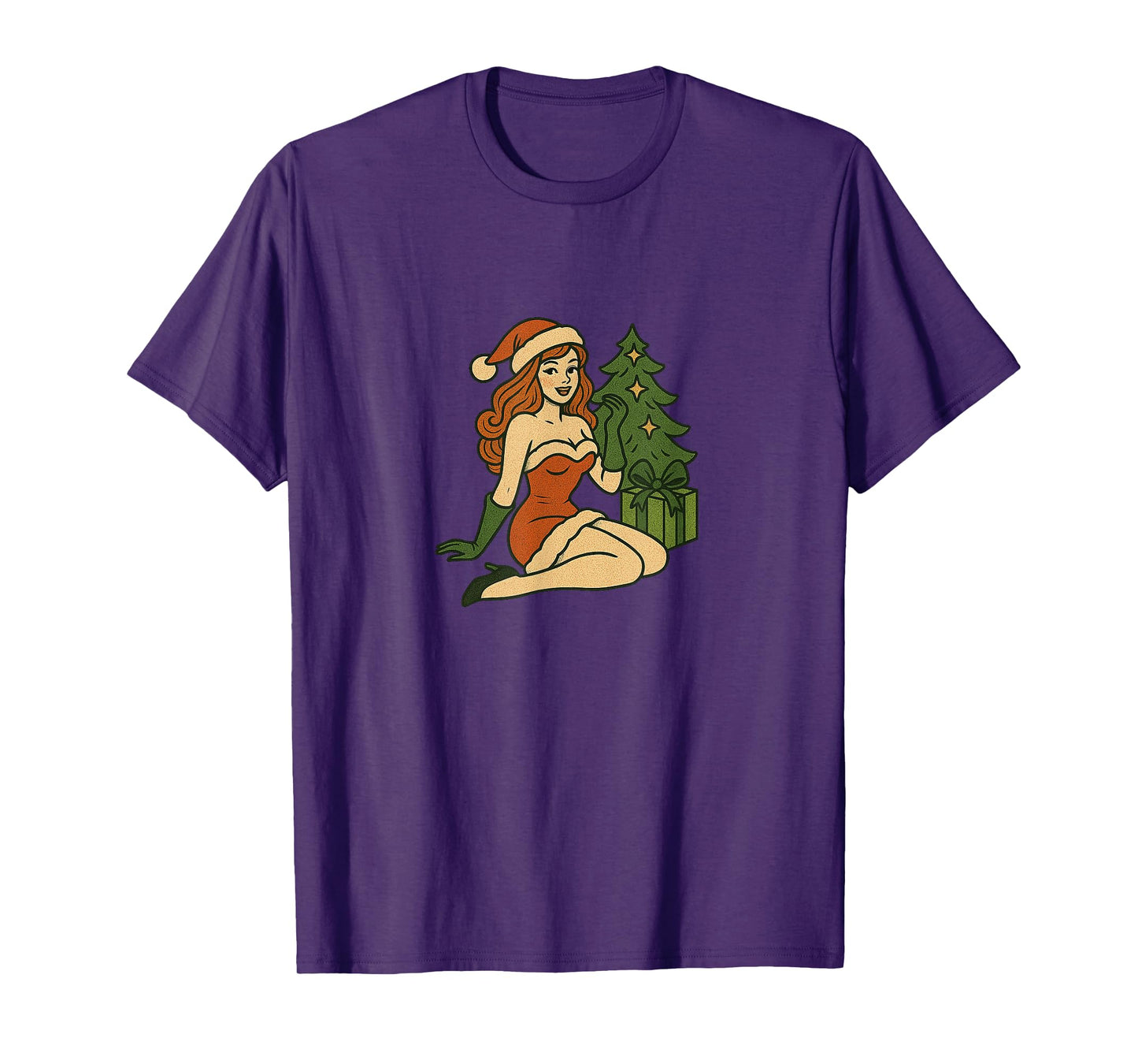 Vintage Merry Christmas Pinup Girl Holiday Retro Art T-Shirt