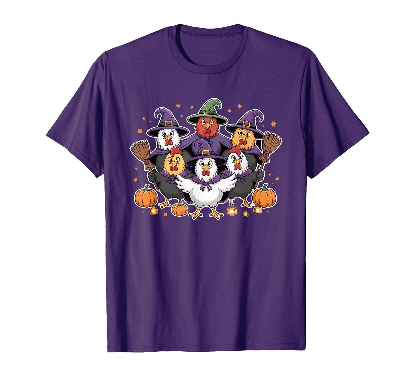 Witchy Chicken Squad Halloween Moon T-Shirt