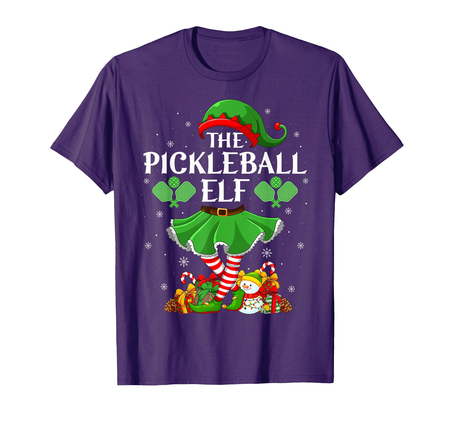 Pickleball Elf Christmas Family Elf Squad Xmas Girls Women T-Shirt