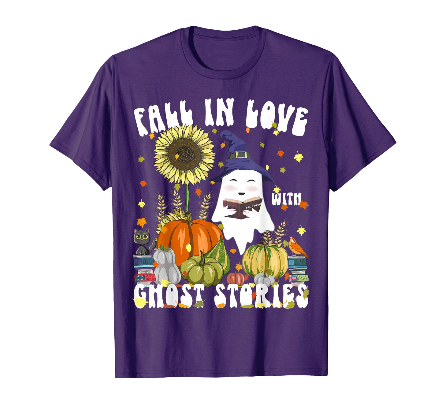 Fall in Love with Ghost Stories Funny Book Lovers Halloween T-Shirt