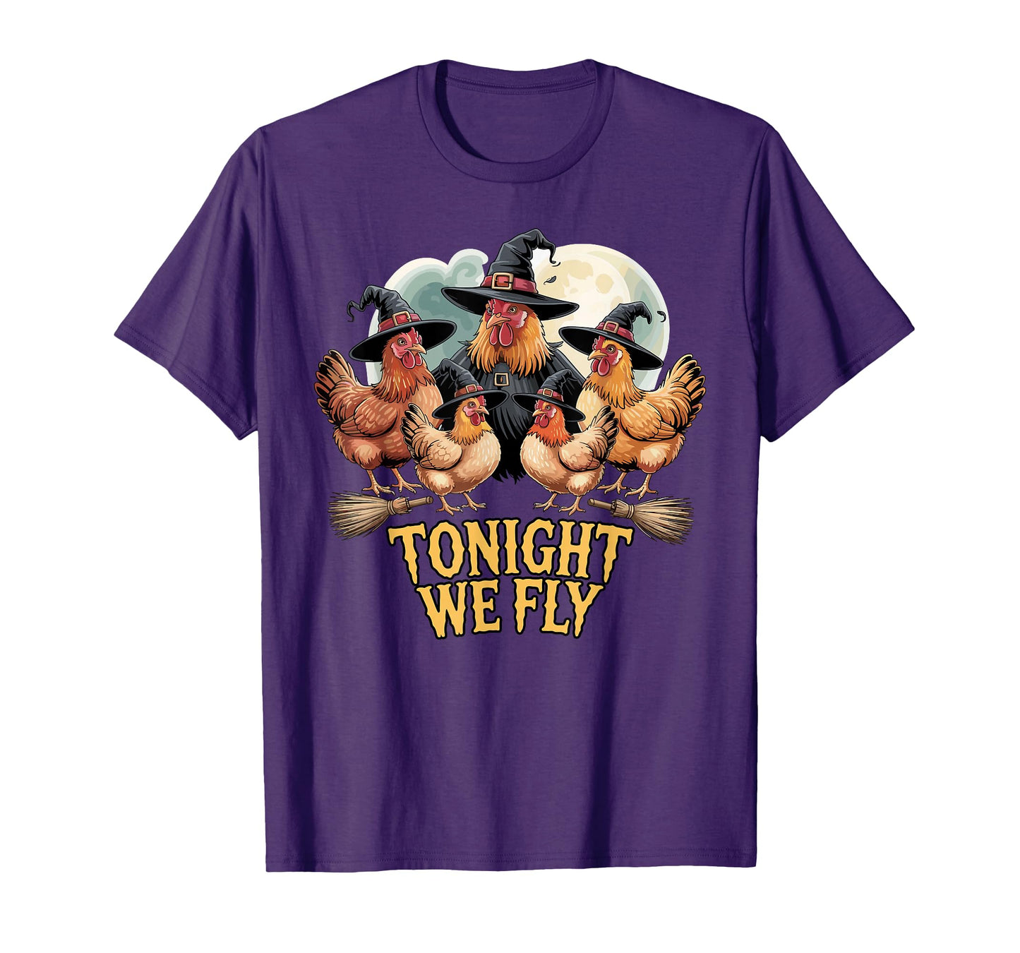 Tonight We Fly Chicken Witch Halloween Design T-Shirt