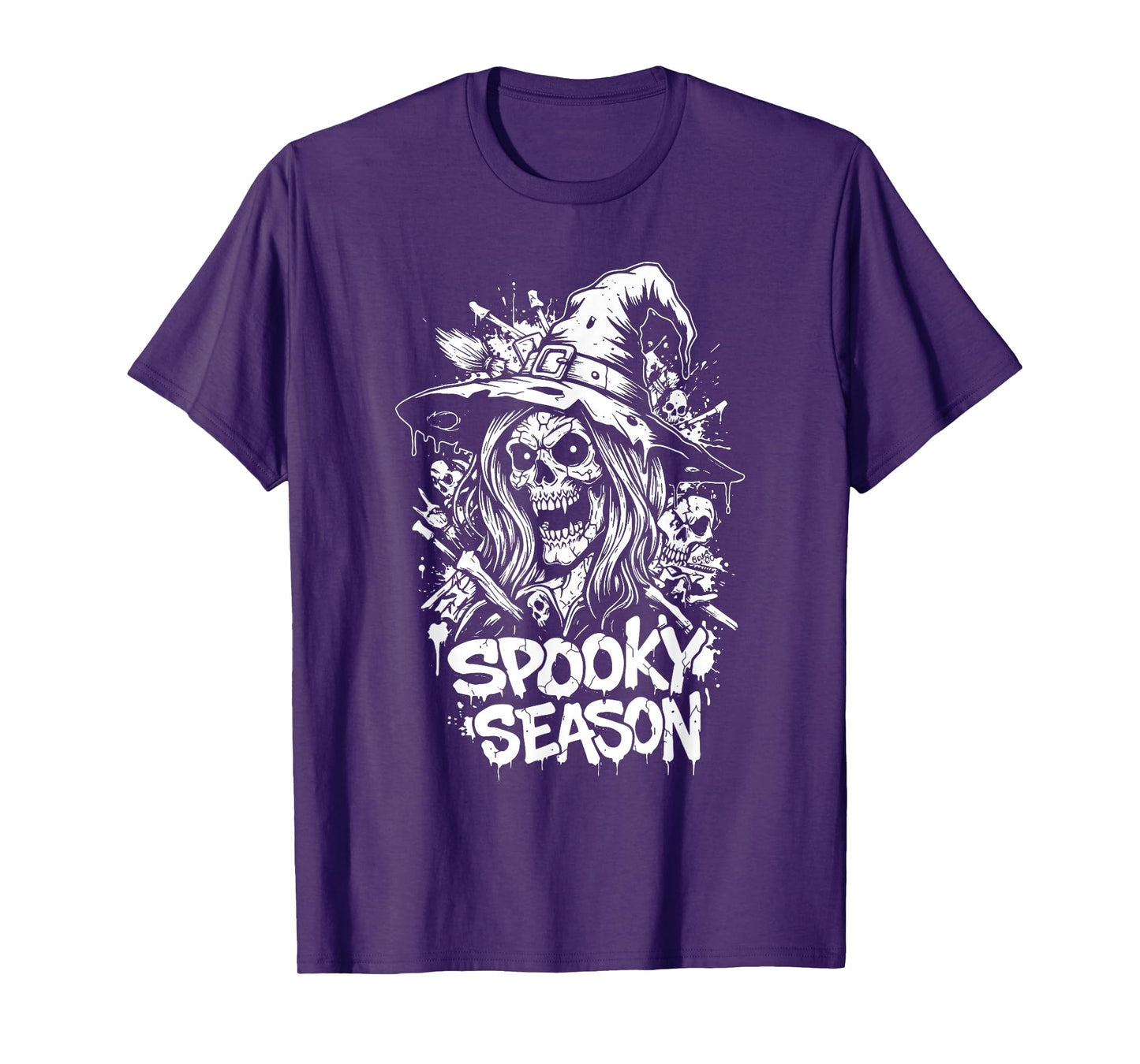 Spooky Season Witch Skull Halloween Costume for Women & Girl T-Shirt