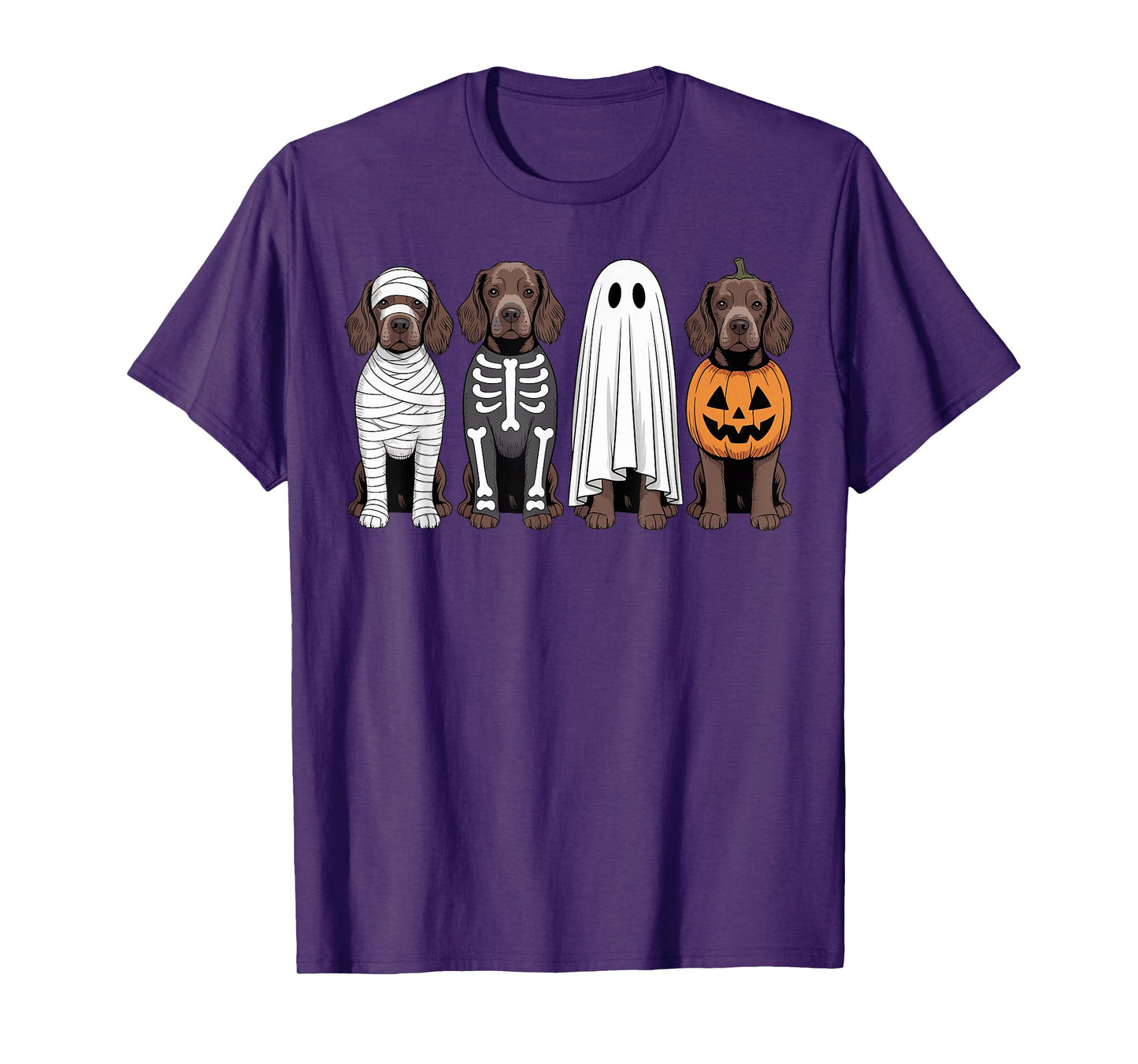 Spooky Ghost Boykin Spaniel Pumpkin Halloween Dog Skeleton T-Shirt