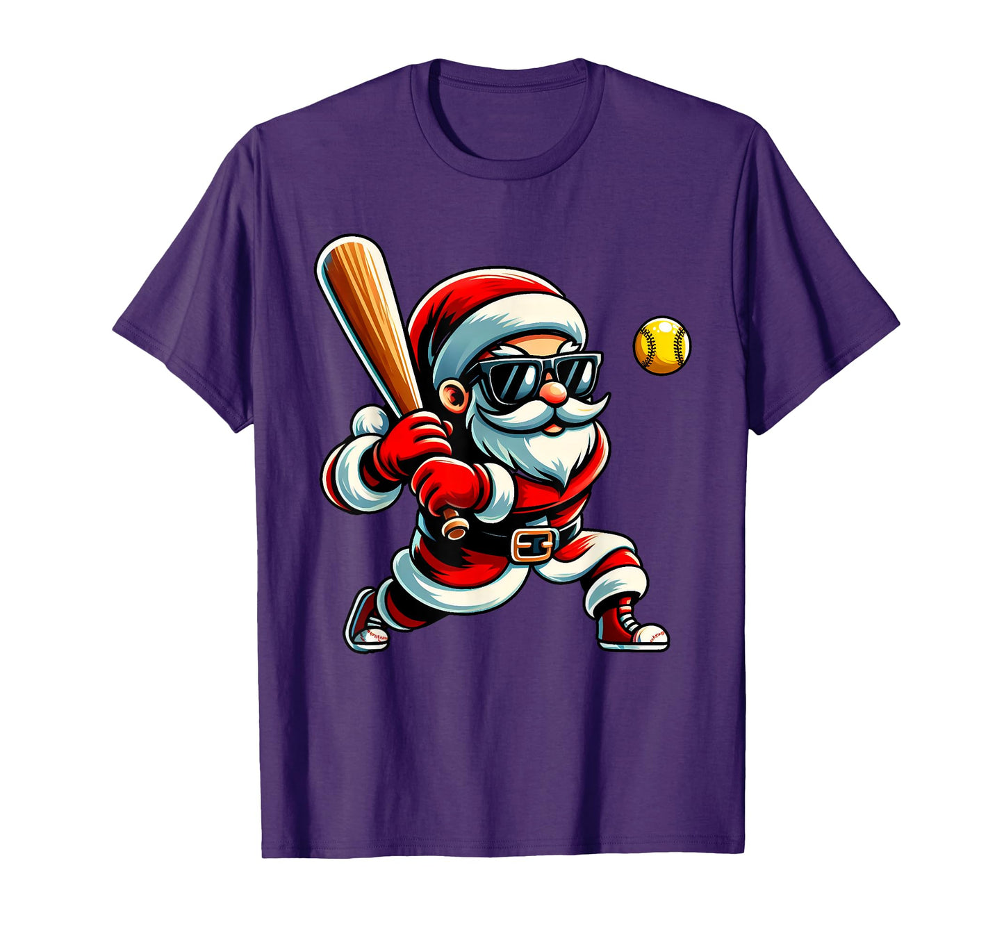 Christmas Santa Claus Play A Softball Funny Boys Kids Xmas T-Shirt