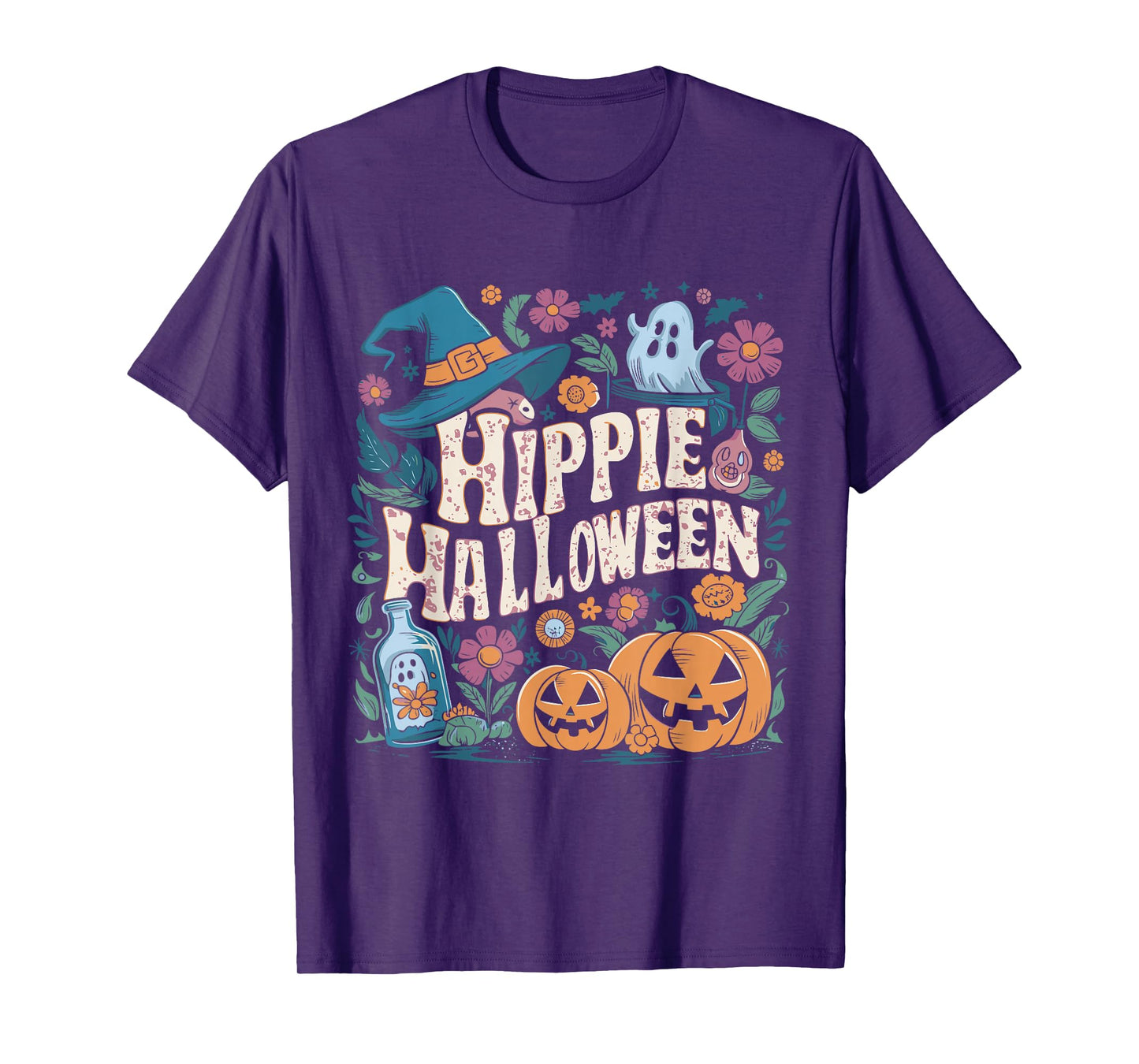 Hippie Halloween Groovy Ghost Pumpkins T-Shirt