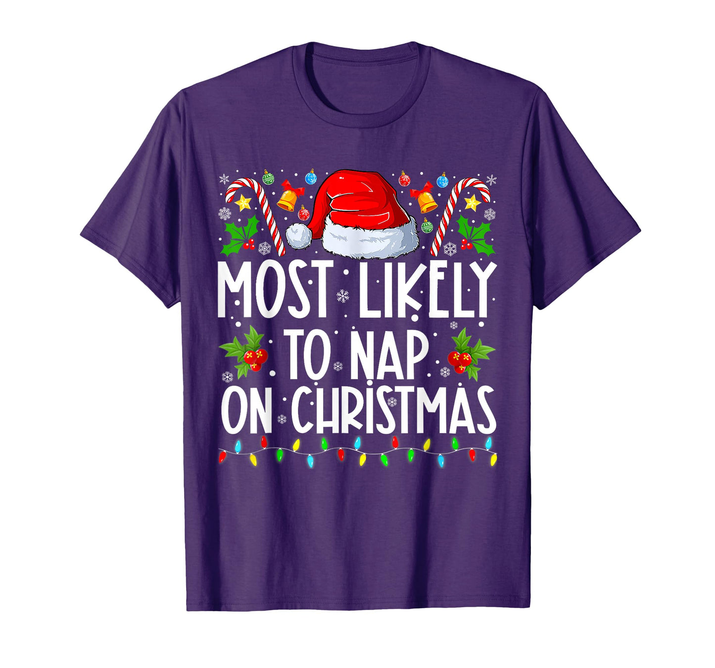 Most Likely To Nap On Christmas Family Christmas Pajamas T-Shirt