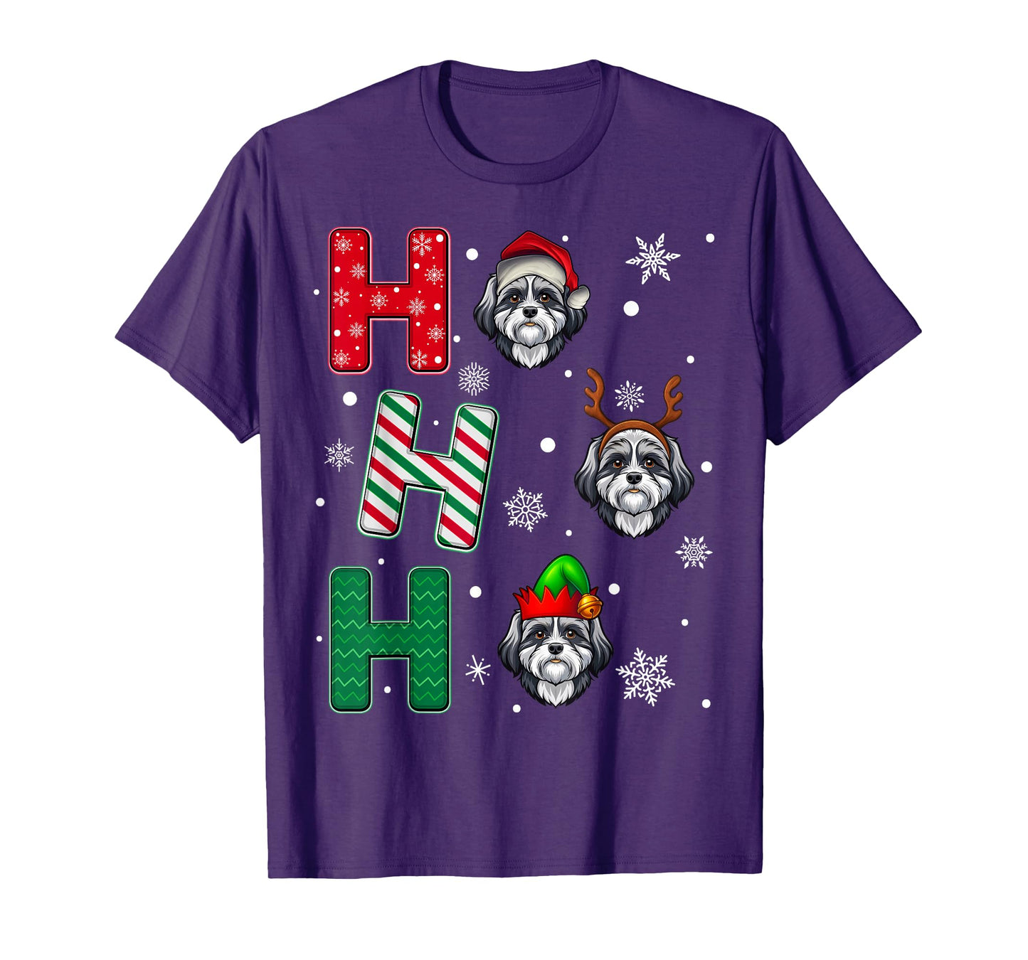 Ho Ho Ho Shih Tzu Dog Matching Christmas Santa Elf Xmas T-Shirt