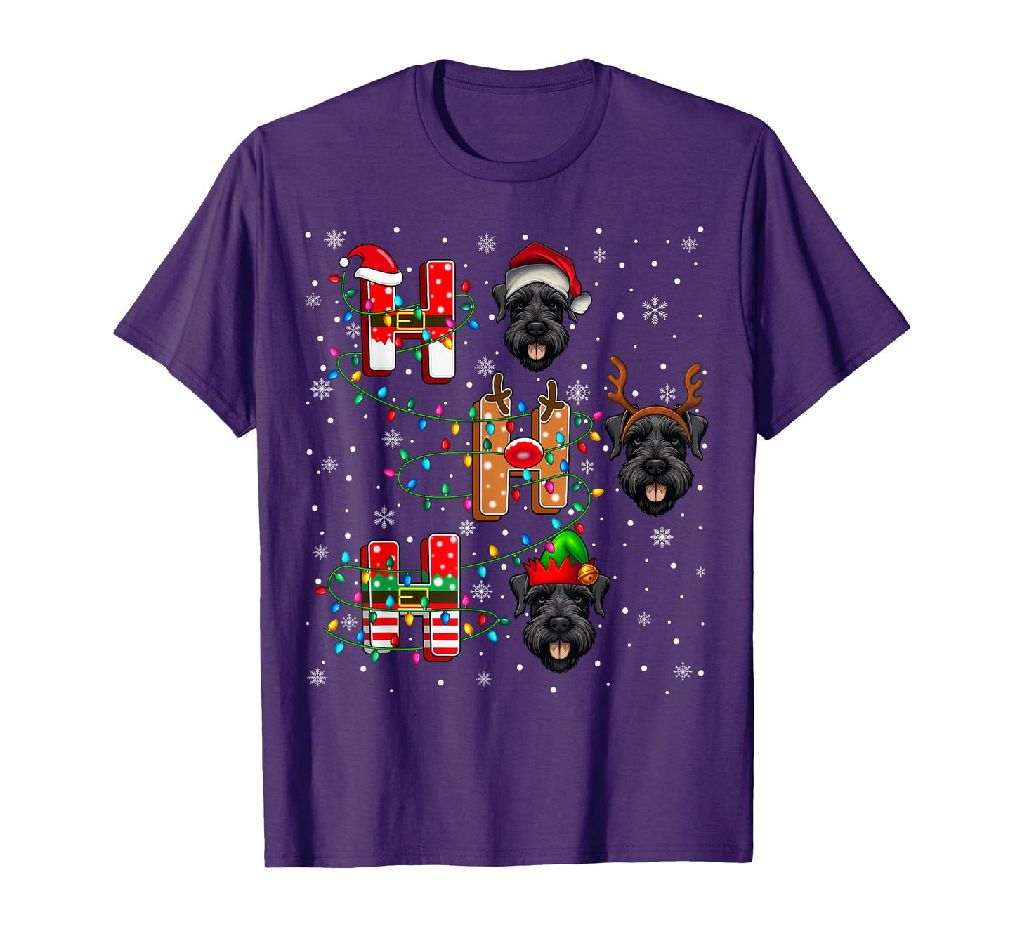 Ho Ho Ho Santa Reindeer Hat Elf Giant Schnauzer Dog Xmas T-Shirt