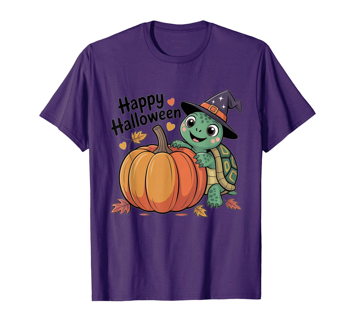 Cute Turtle Halloween with a Funny Witch hat Pumkin Costume T-Shirt