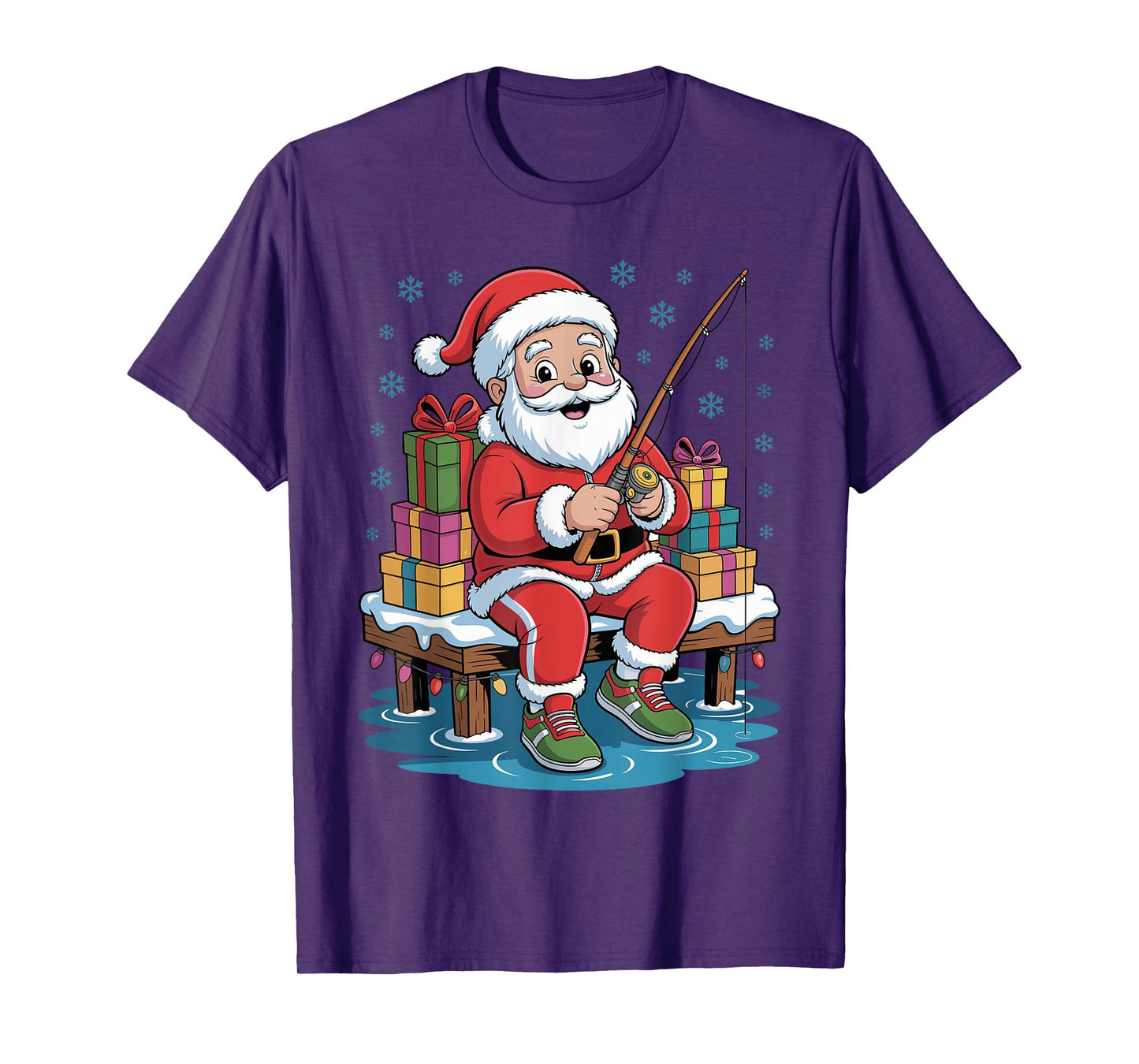 Funny Fisherman Santa Fishing Lovers Christmas Xmas Pajama T-Shirt