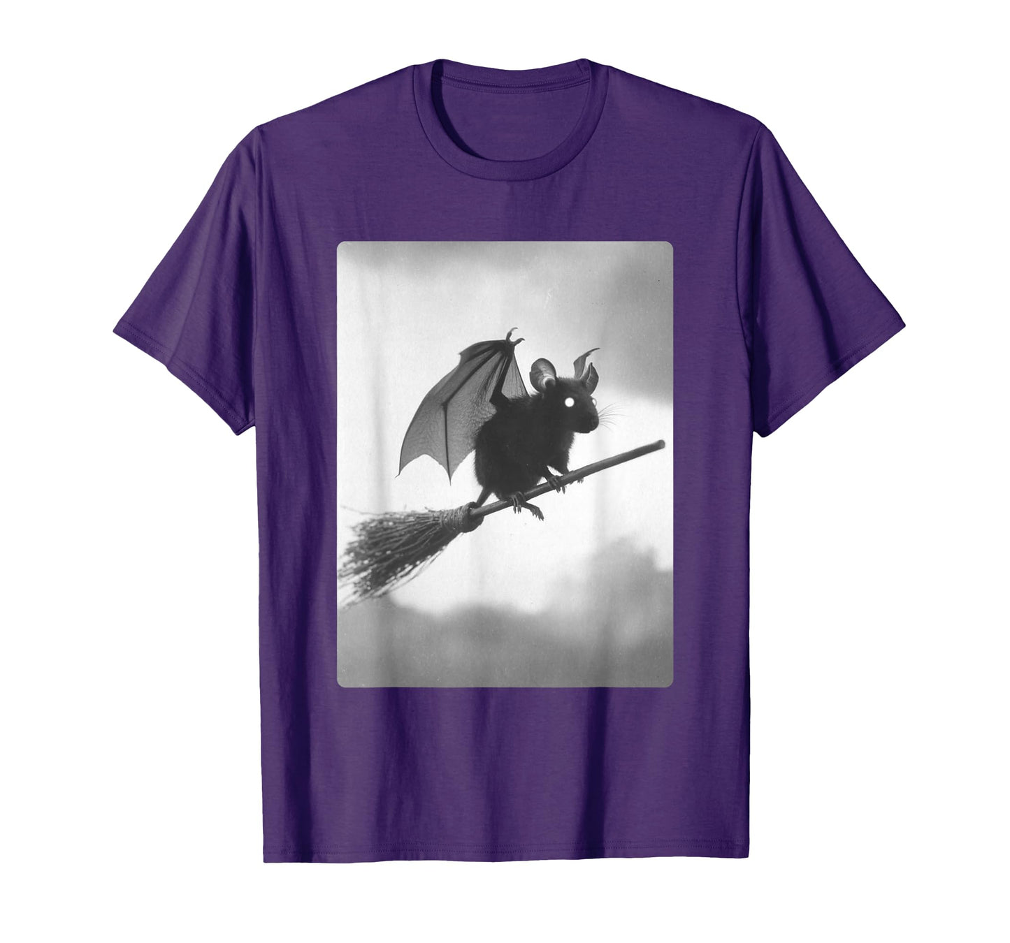 Gothic Rat Witch Broom Bat Wings Spooky Halloween Animal T-Shirt