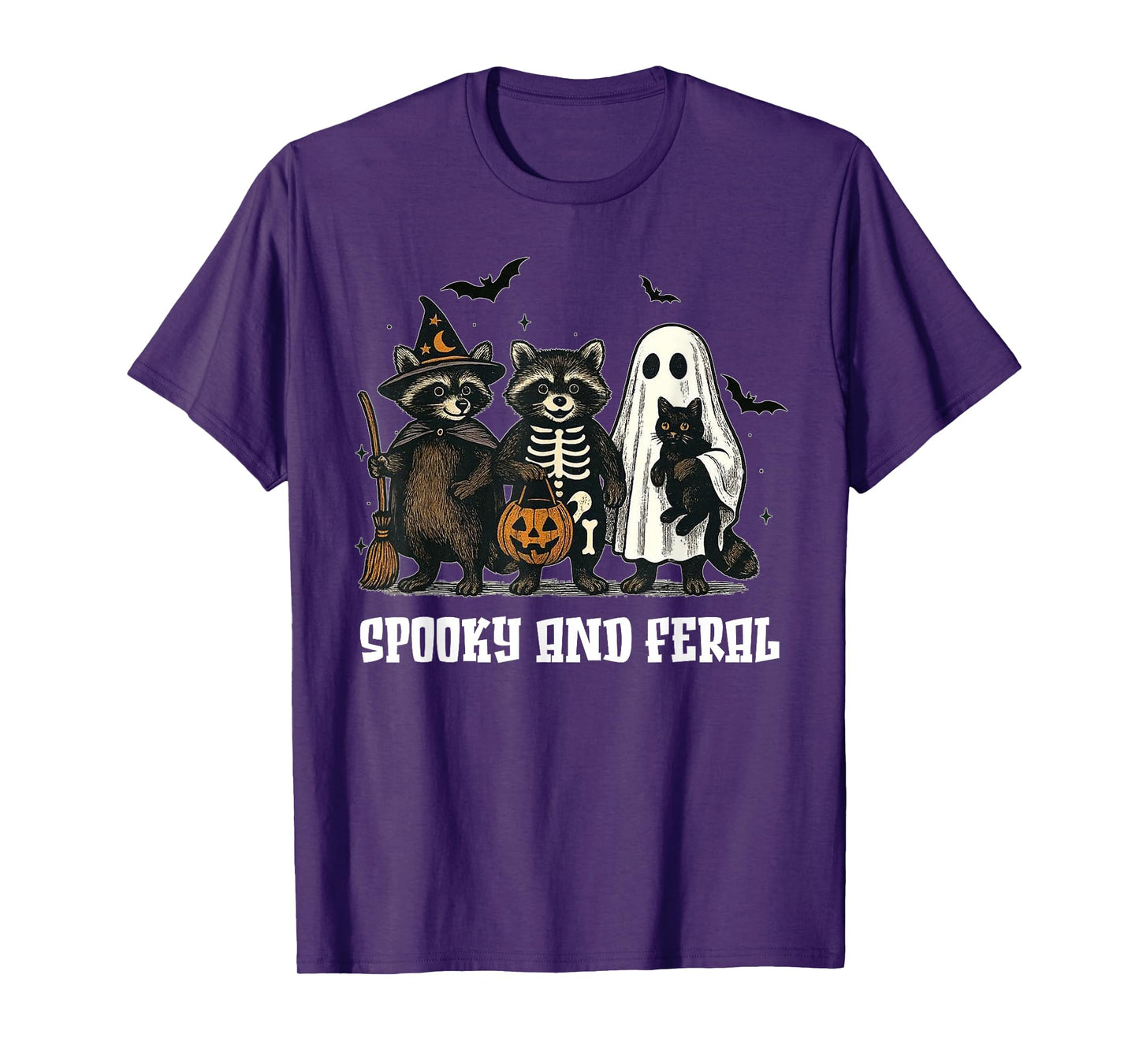 Halloween Raccoon Spooky and Feral Ghost Raccoon Spooky T-Shirt