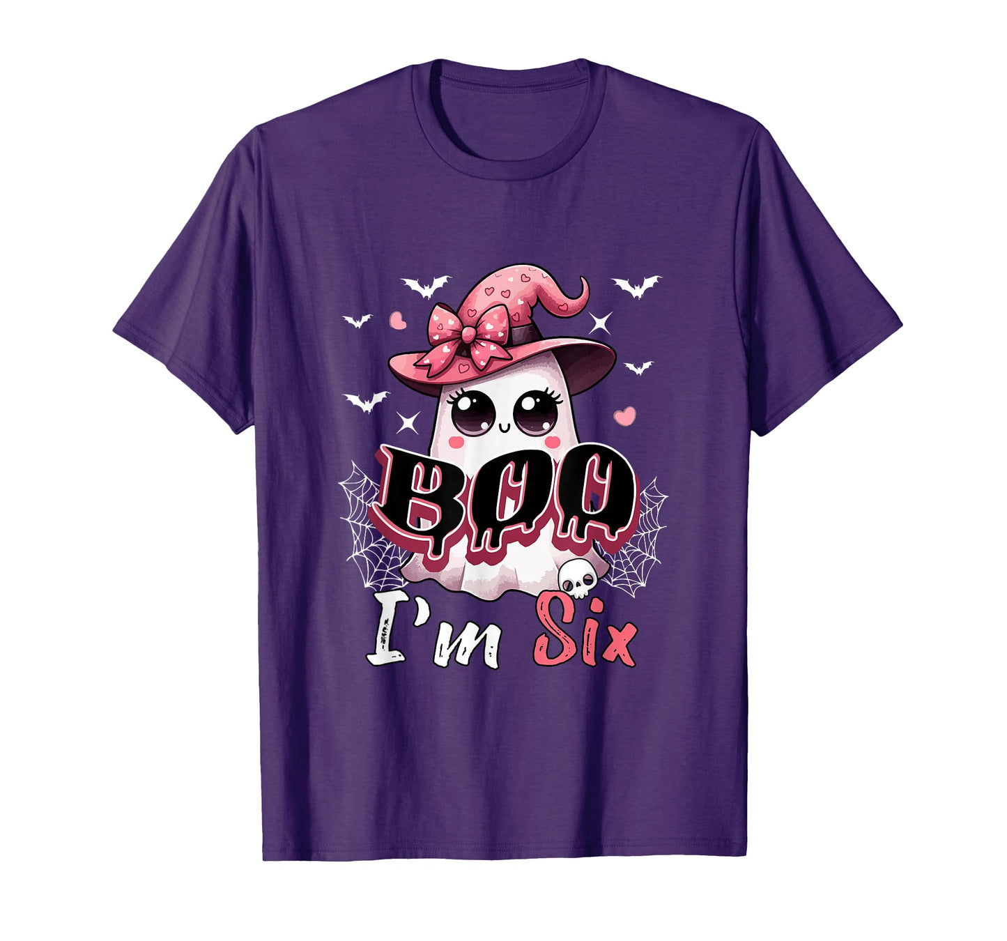Boo I'm Six Halloween 6th Birthday Boo As Witch Lover Kids T-Shirt