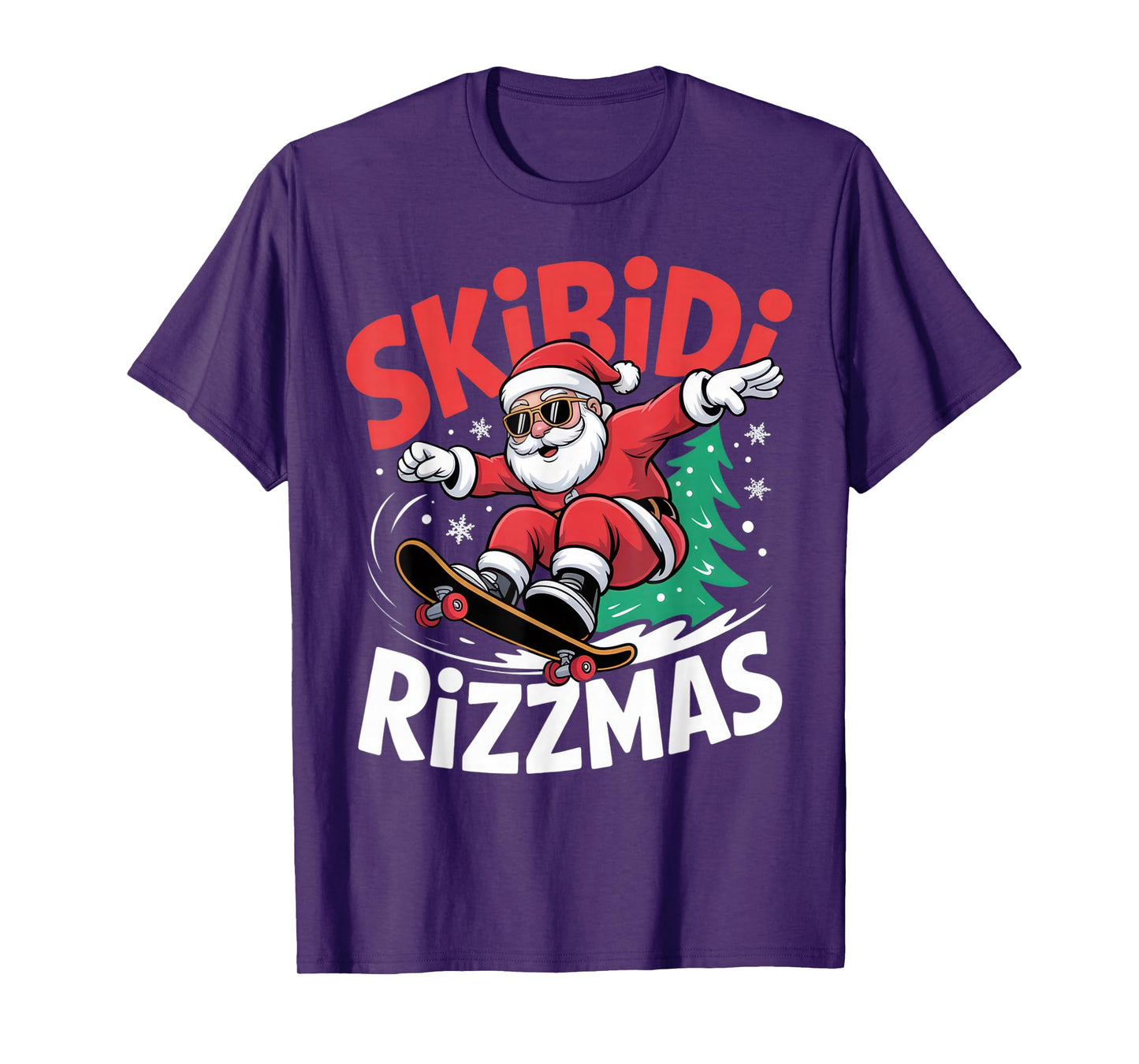 Skibidi Rizzmas Funny Christmas Mood Snowboarder Santa T-Shirt