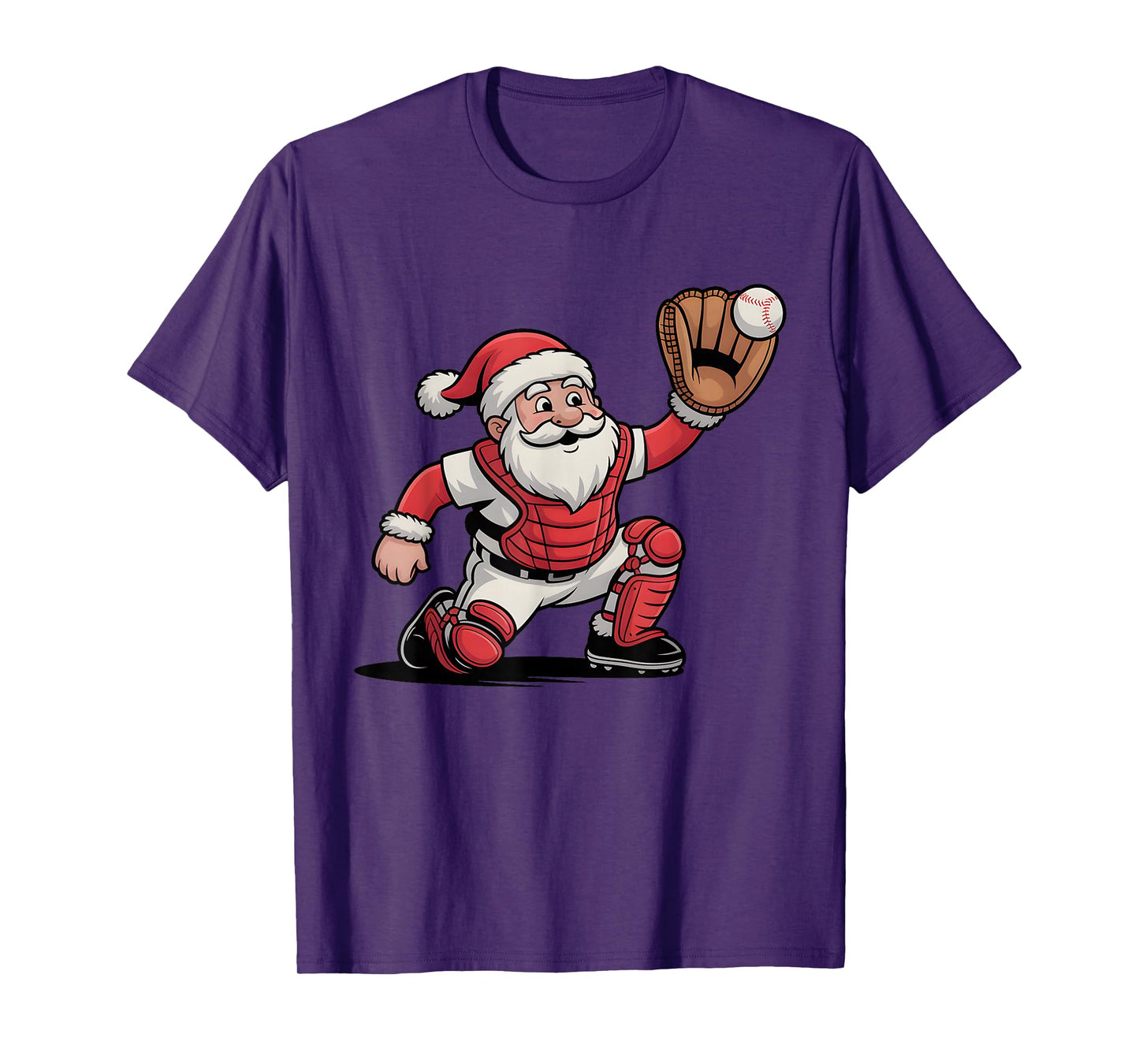 Santa Baseball Catcher Christmas Graphic Boys Kids Teens T-Shirt