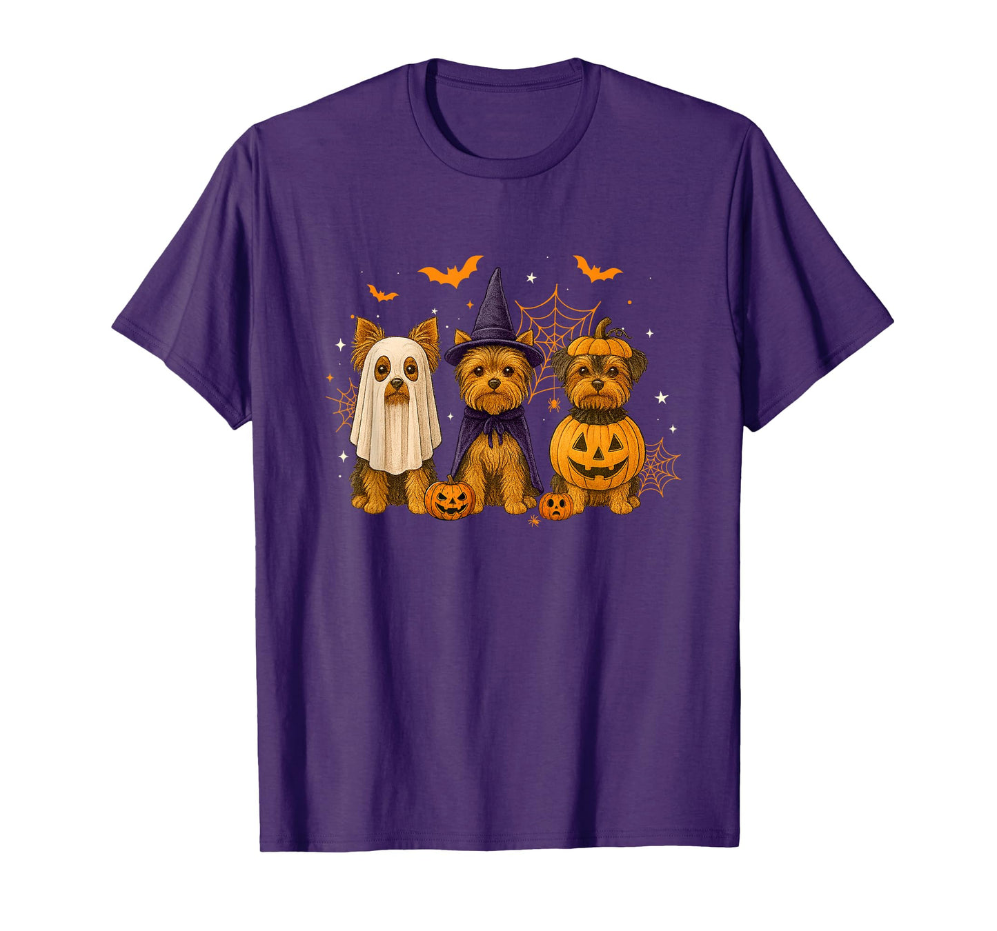 Funny Yorkshire Terrier Ghost Witch Pumpkin Halloween Spooky T-Shirt