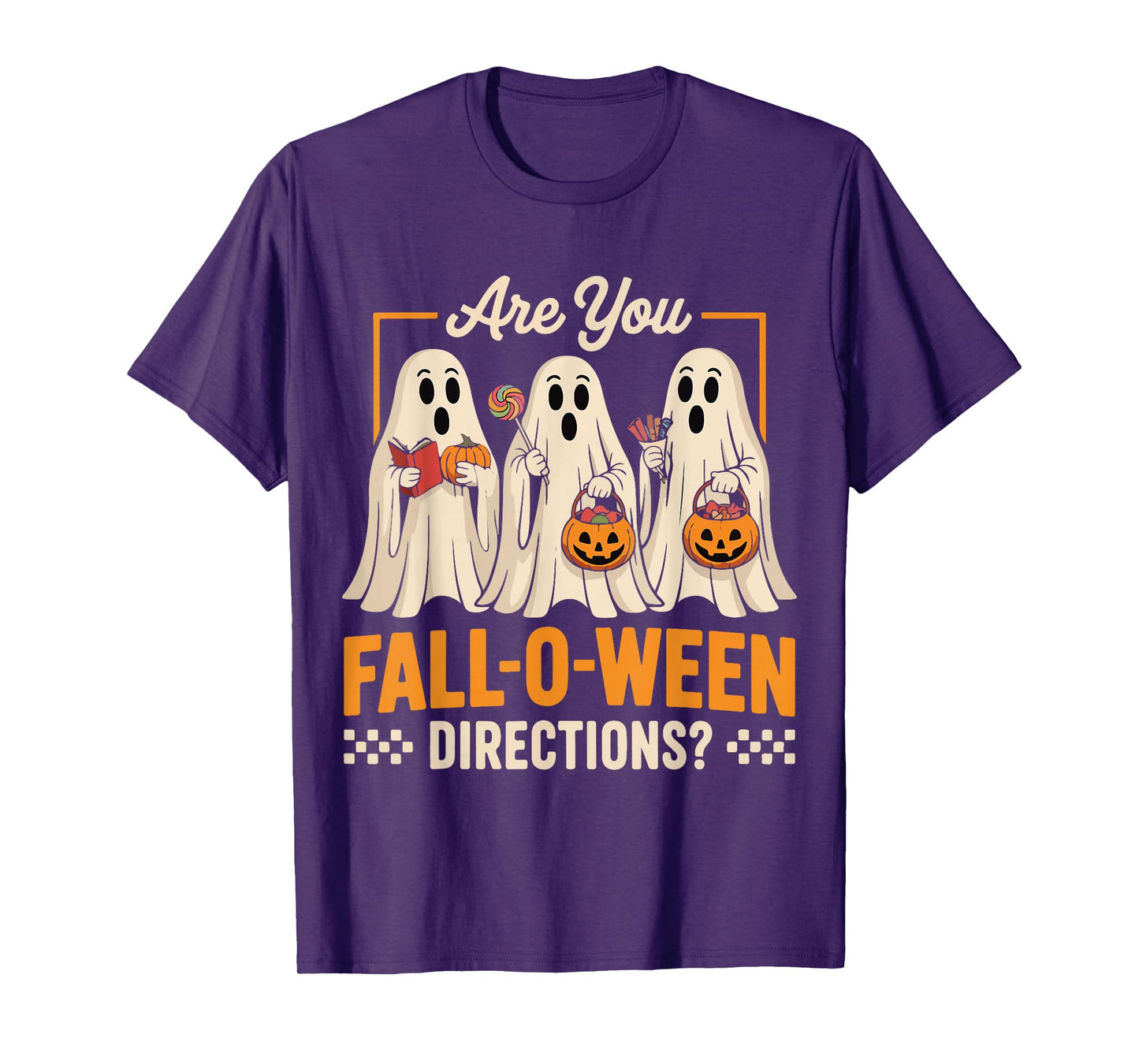 are You Fall O Ween Directions Halloween Teacher Ghost Retro T-Shirt