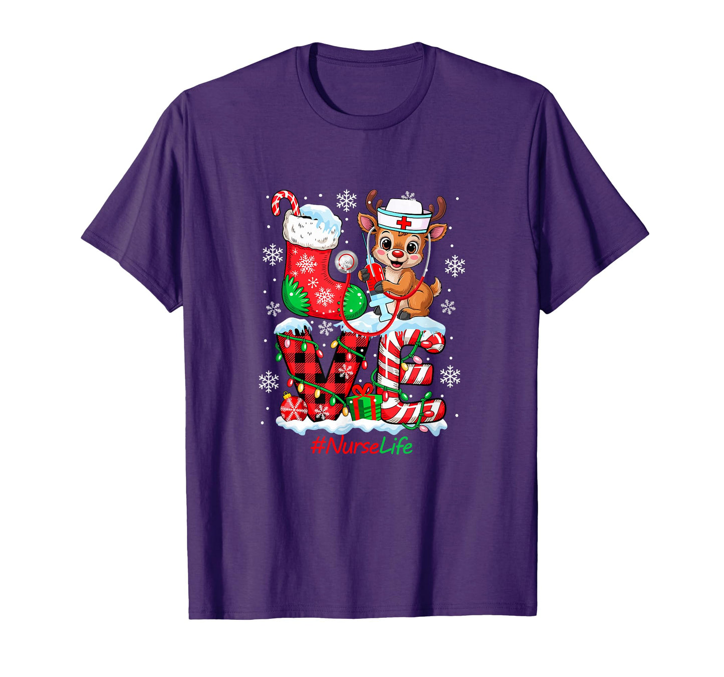 Love Nurse Tools Christmas Santa Reindeer Matching Job Team T-Shirt