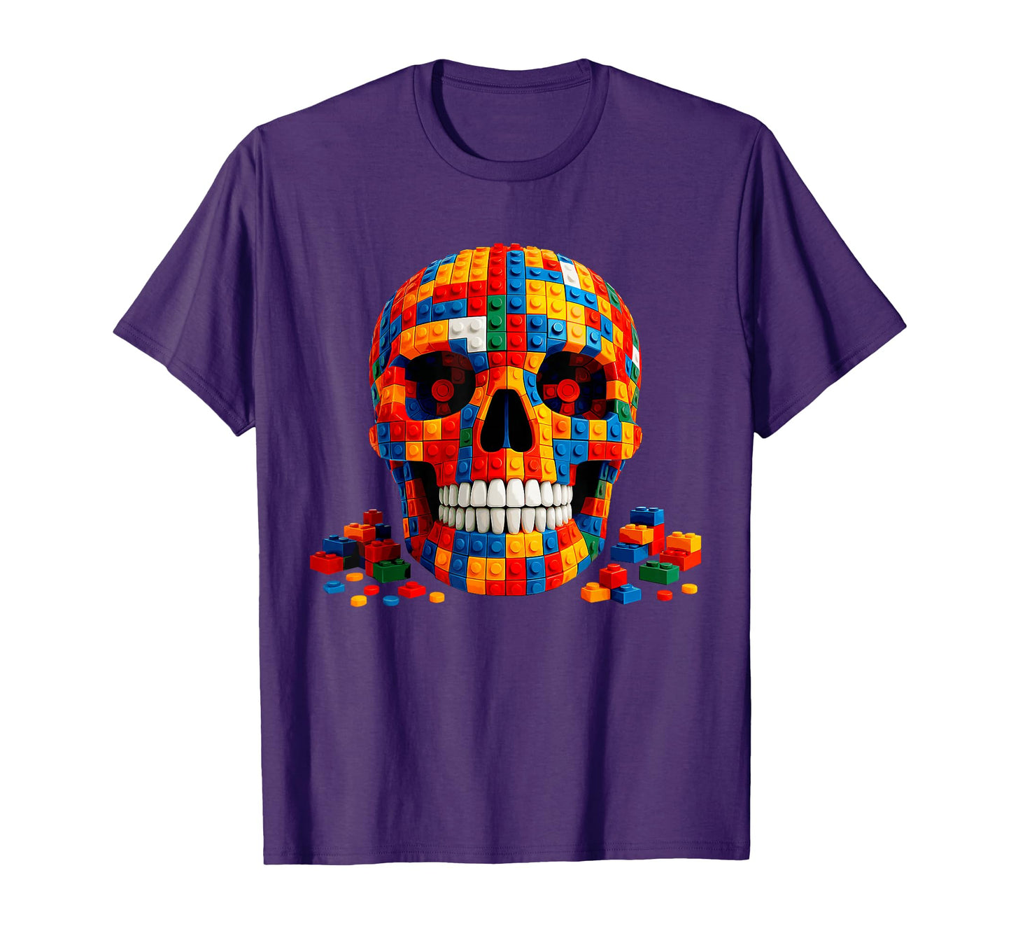Funny Skull Blocks Building Happy Halloween Costume Day Boys T-Shirt