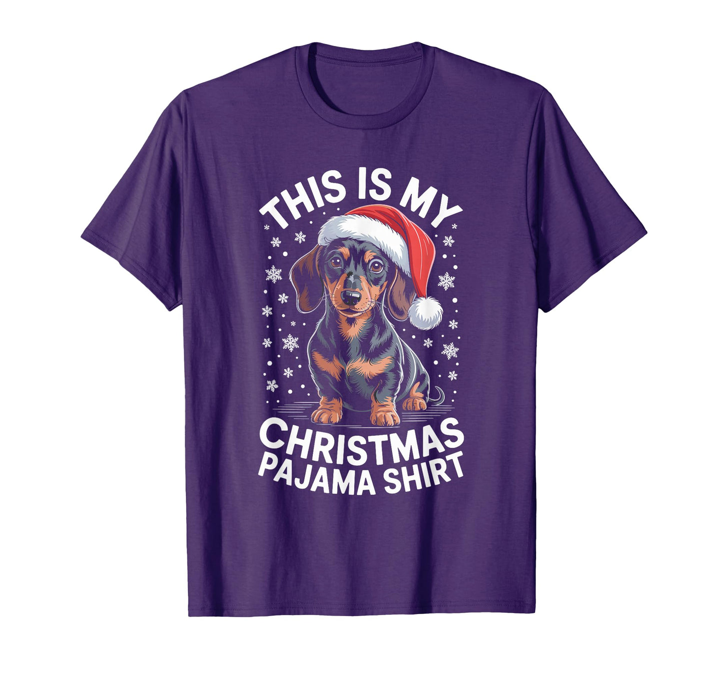 Funny Dachshund Santa Hat Christmas Dog Lover Xmas T-Shirt