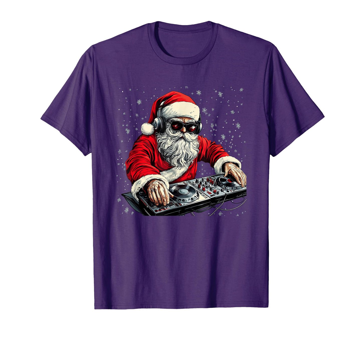 Funny Santa Claus Mixing Holiday Tunes for Christmas T-Shirt