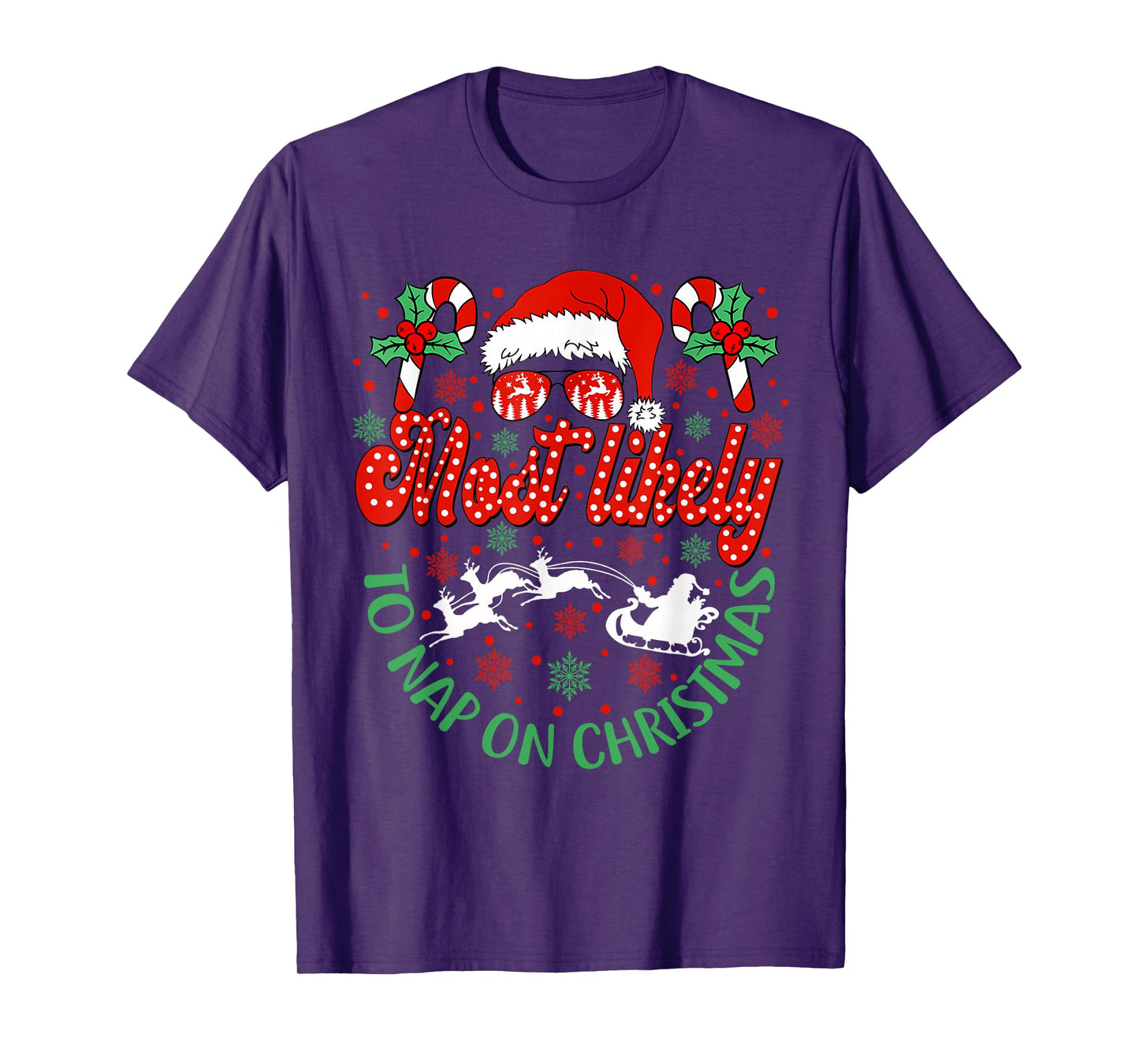 Most Likely to Nap On Christmas Family Funny Matching Gifts T-Shirt
