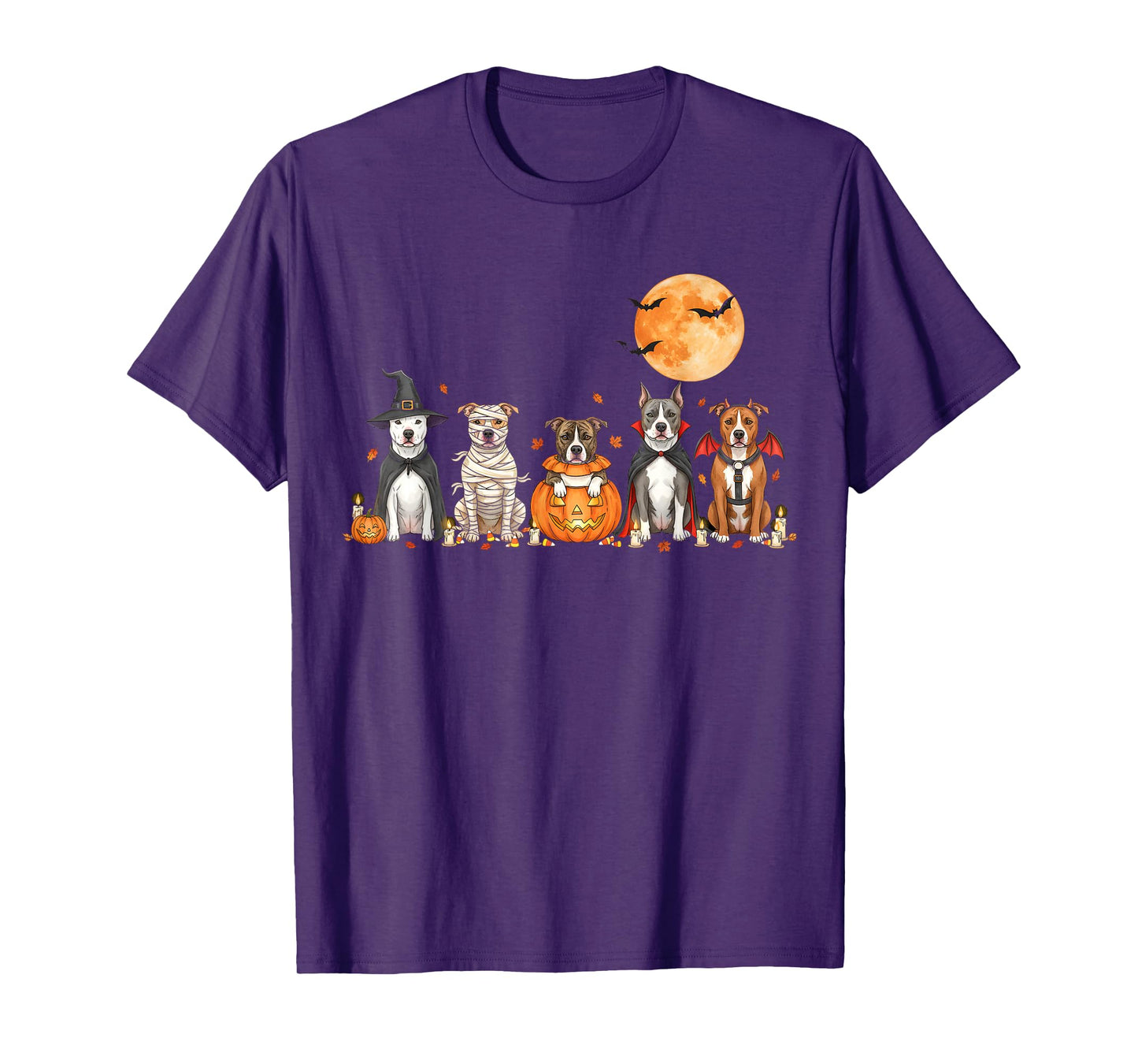 Spooky Pitbull Dogs Ghost Witch Mummy Pittie Lover Costume T-Shirt