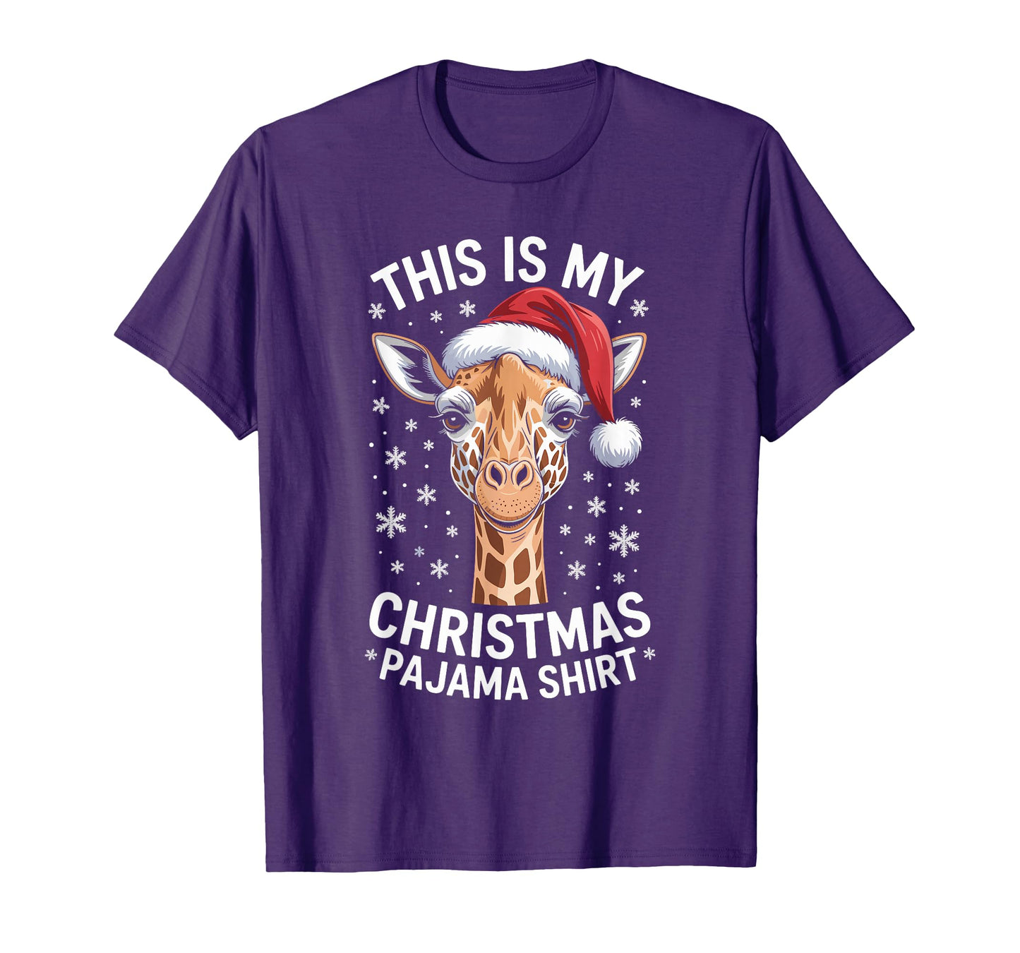Giraffe Christmas Santa Hat Pajama Funny Giraffe Xmas T-Shirt