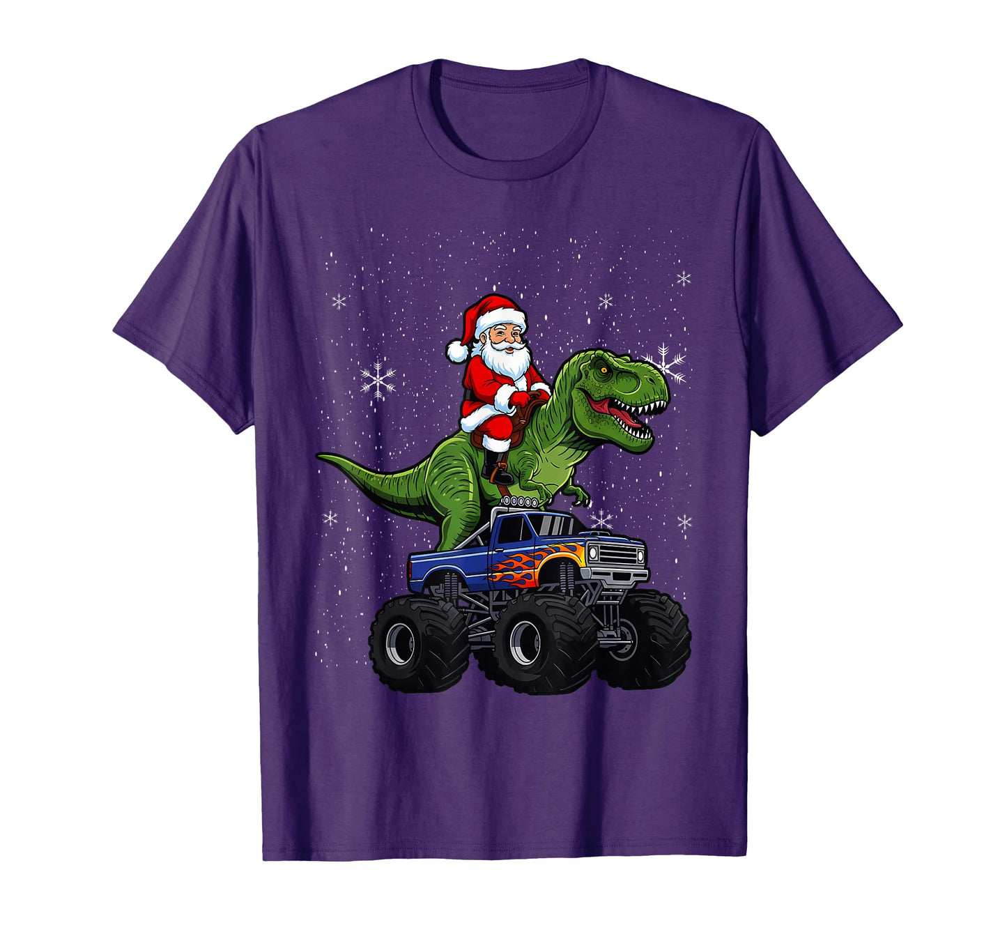 Kids Christmas Monster Truck Dino Santa Xmas Toddler Boys T-Shirt