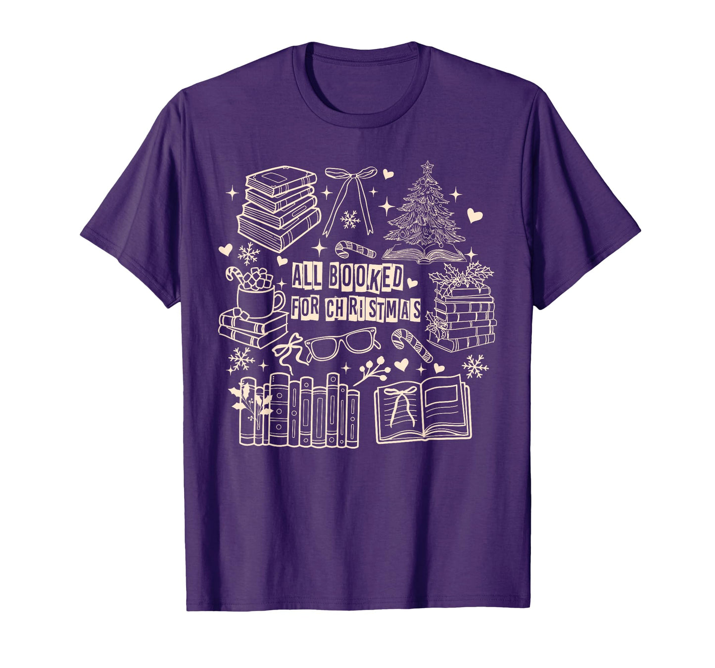 All Booked for Christmas Coquette Librarian Teacher Bookish T-Shirt