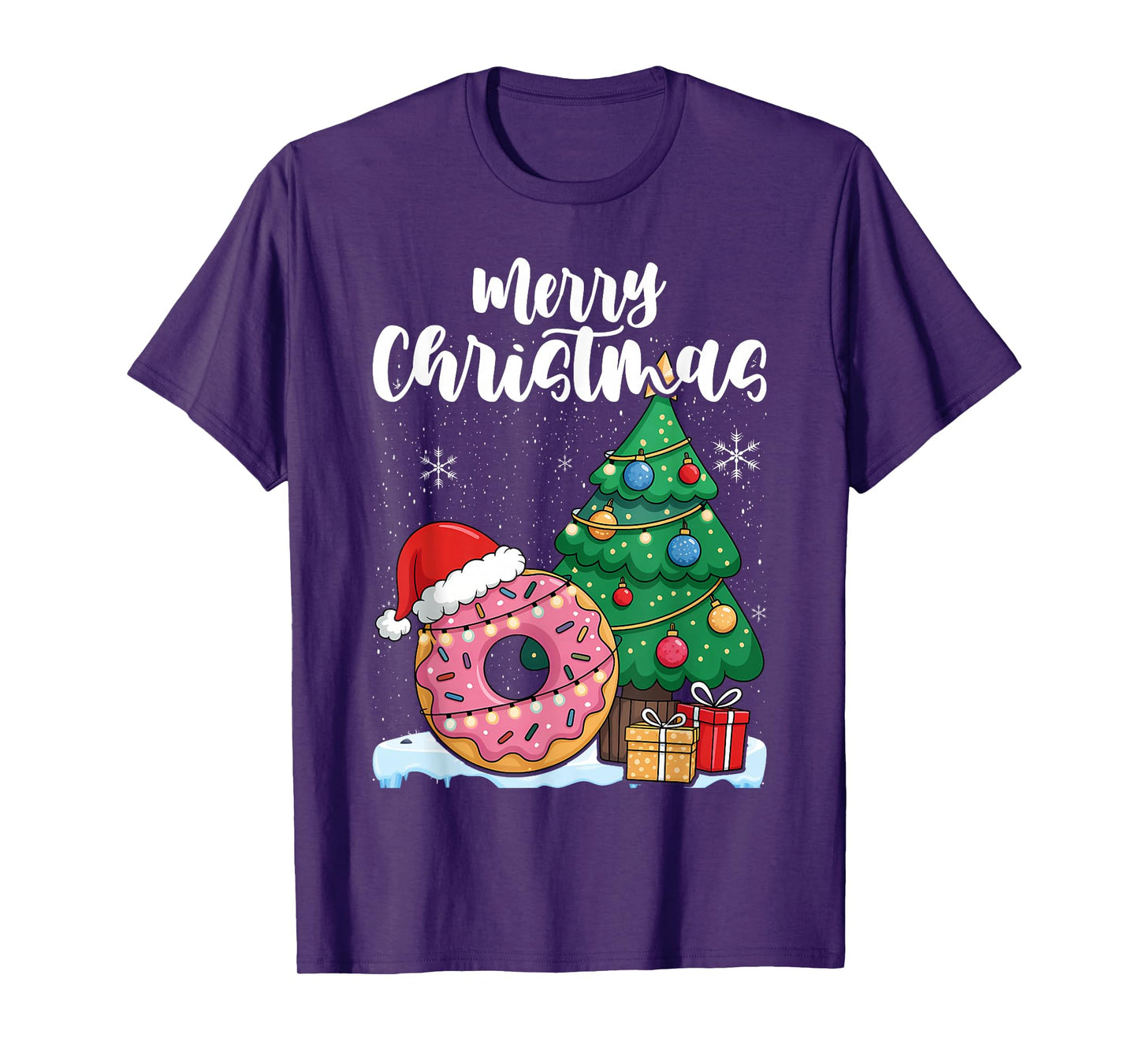 Food Lover Xmas Decorations Santa Donuts Christmas T-Shirt
