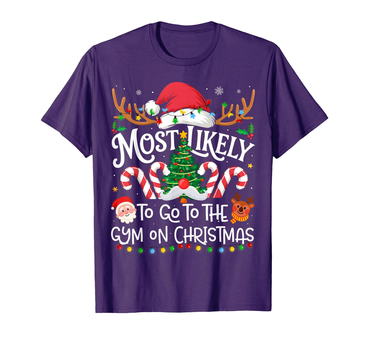 Most Likely to Go to The Gym On Christmas Family Christmas T-Shirt
