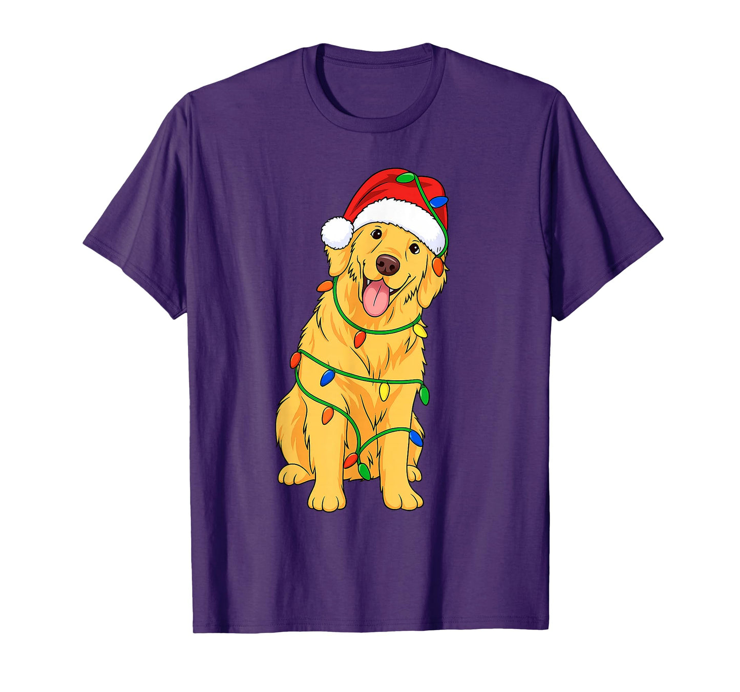 Golden Retriever Christmas Tree Lights Holiday Dog Lover T-Shirt