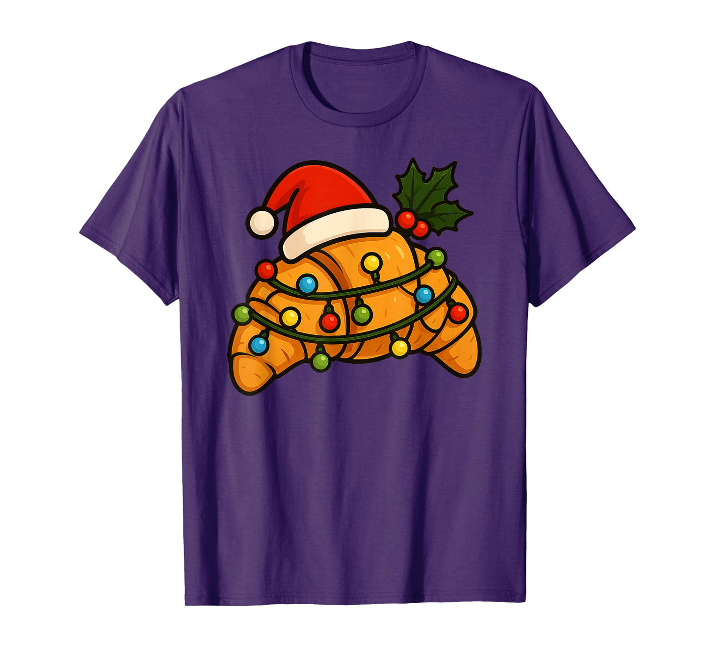 Croissant Merry Xmas Santa Hat Christmas Boys Girls Kids T-Shirt