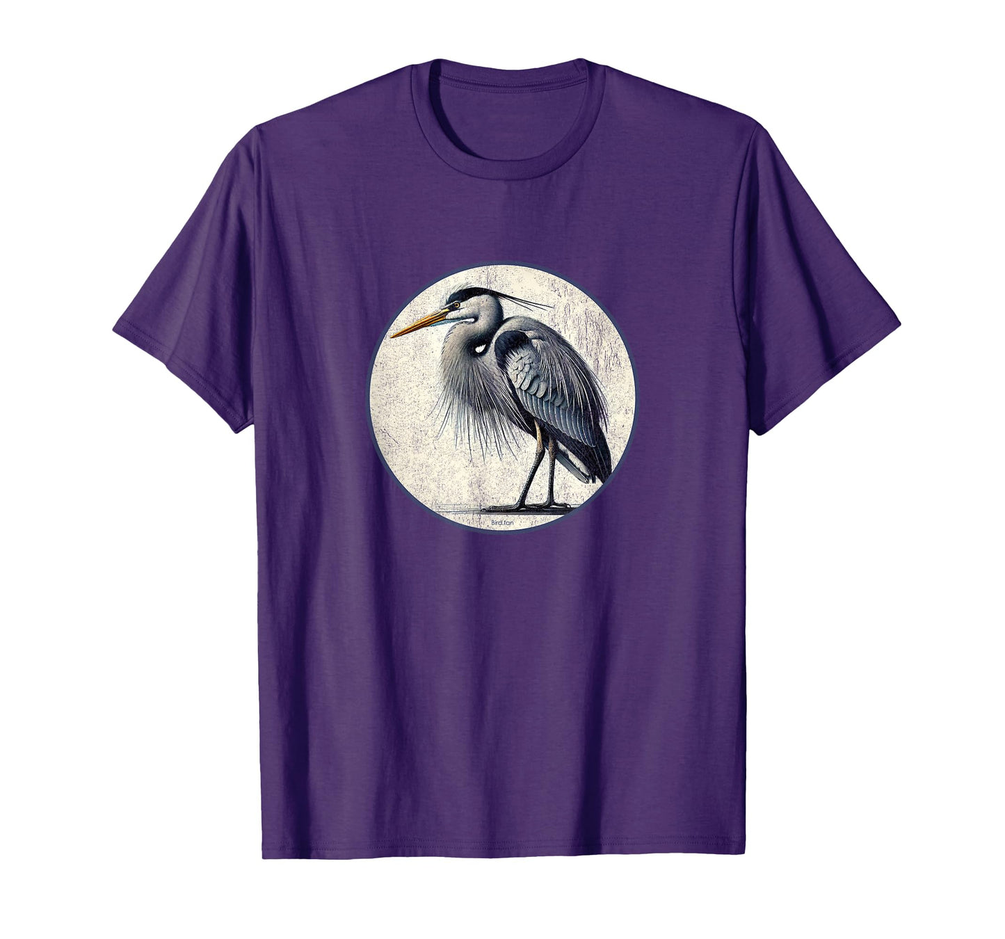 Colorful Retro Great Blue Heron Bird Design T-Shirt