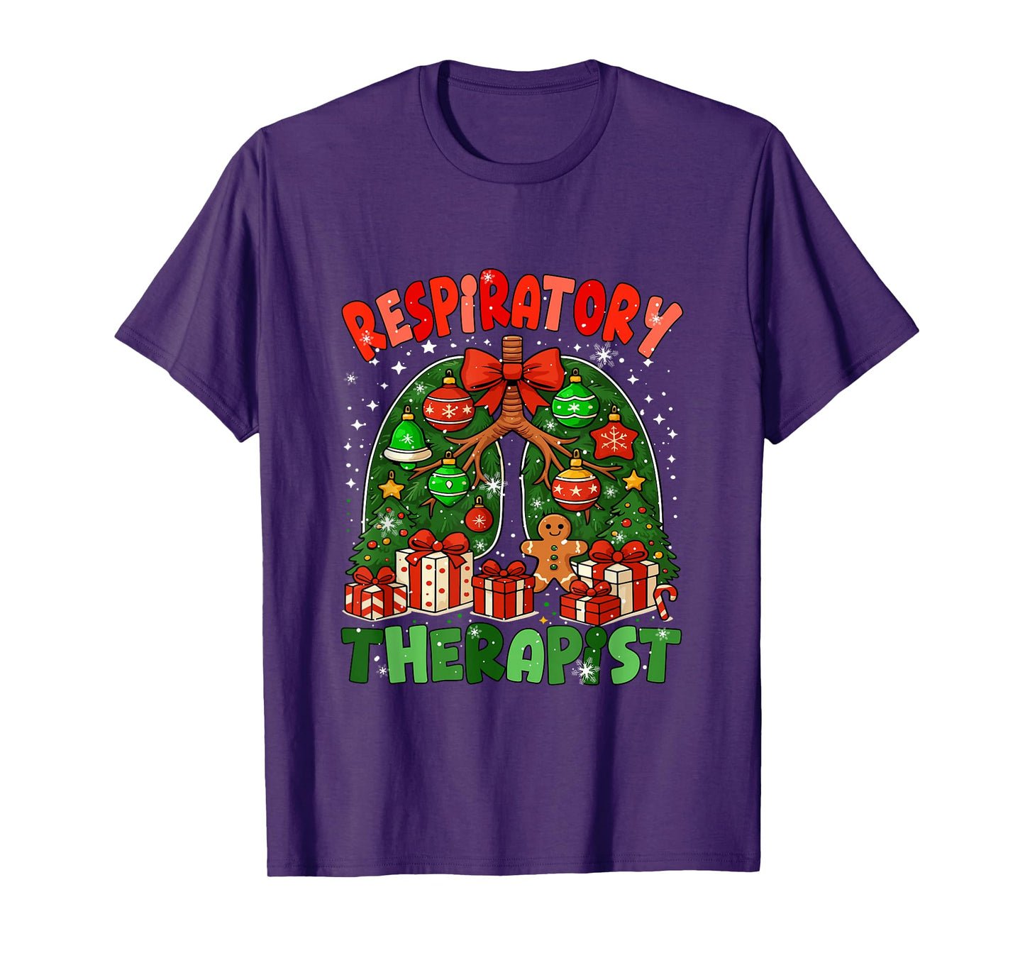 Respiratory Therapist Colorful Lung Christmas Tree Medical T-Shirt