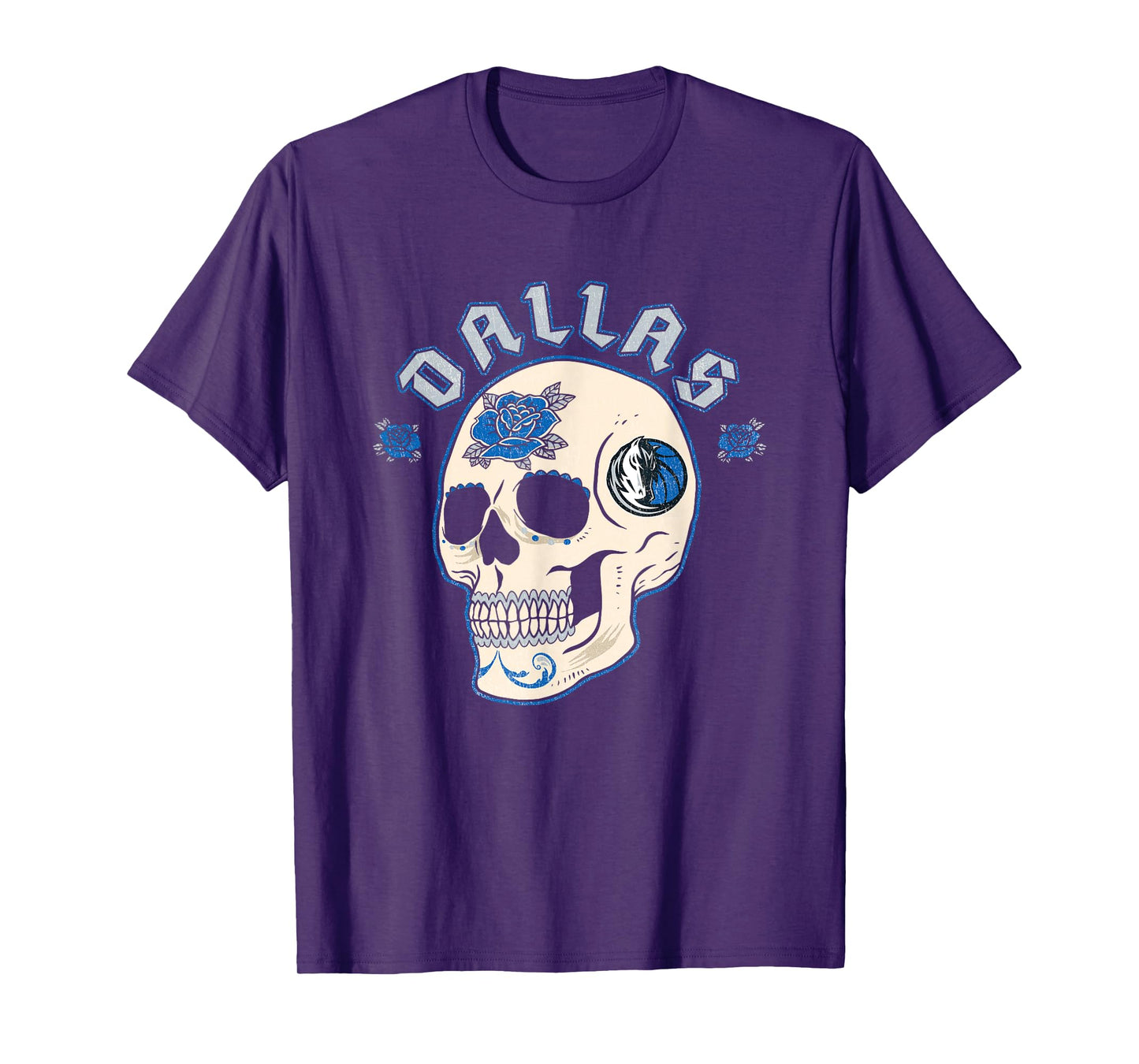 NBA Dallas Mavericks Halloween Floral Skull T-Shirt